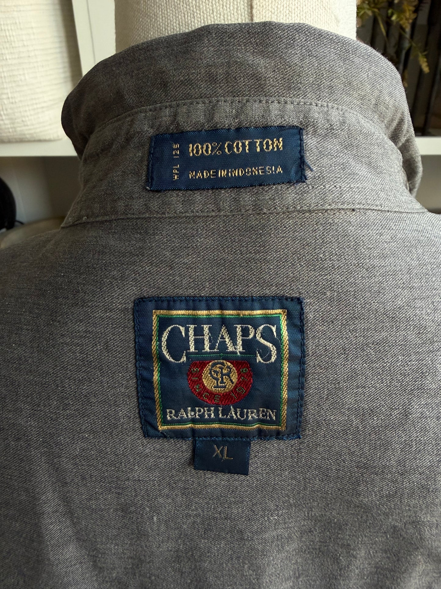 90s Chaps Ralph Lauren gray light weight denim button down