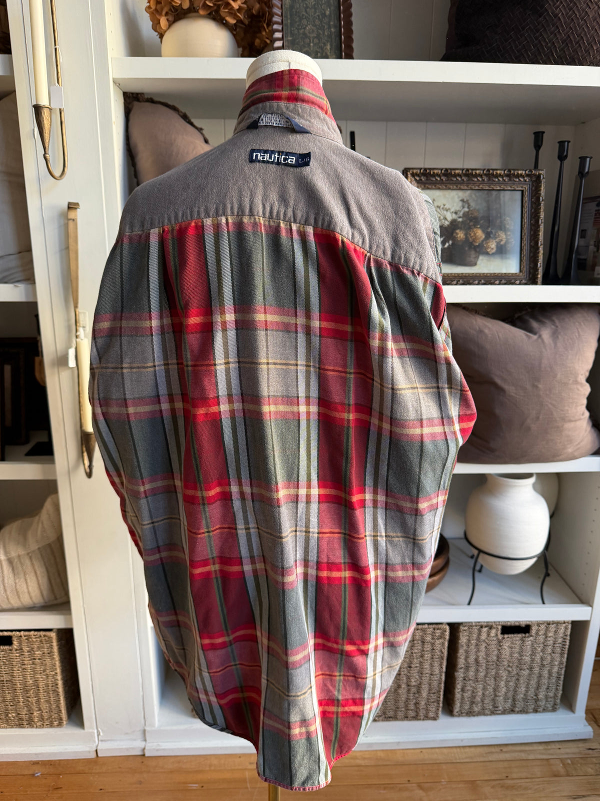 90s Nautica plaid button down. Made in the USA
