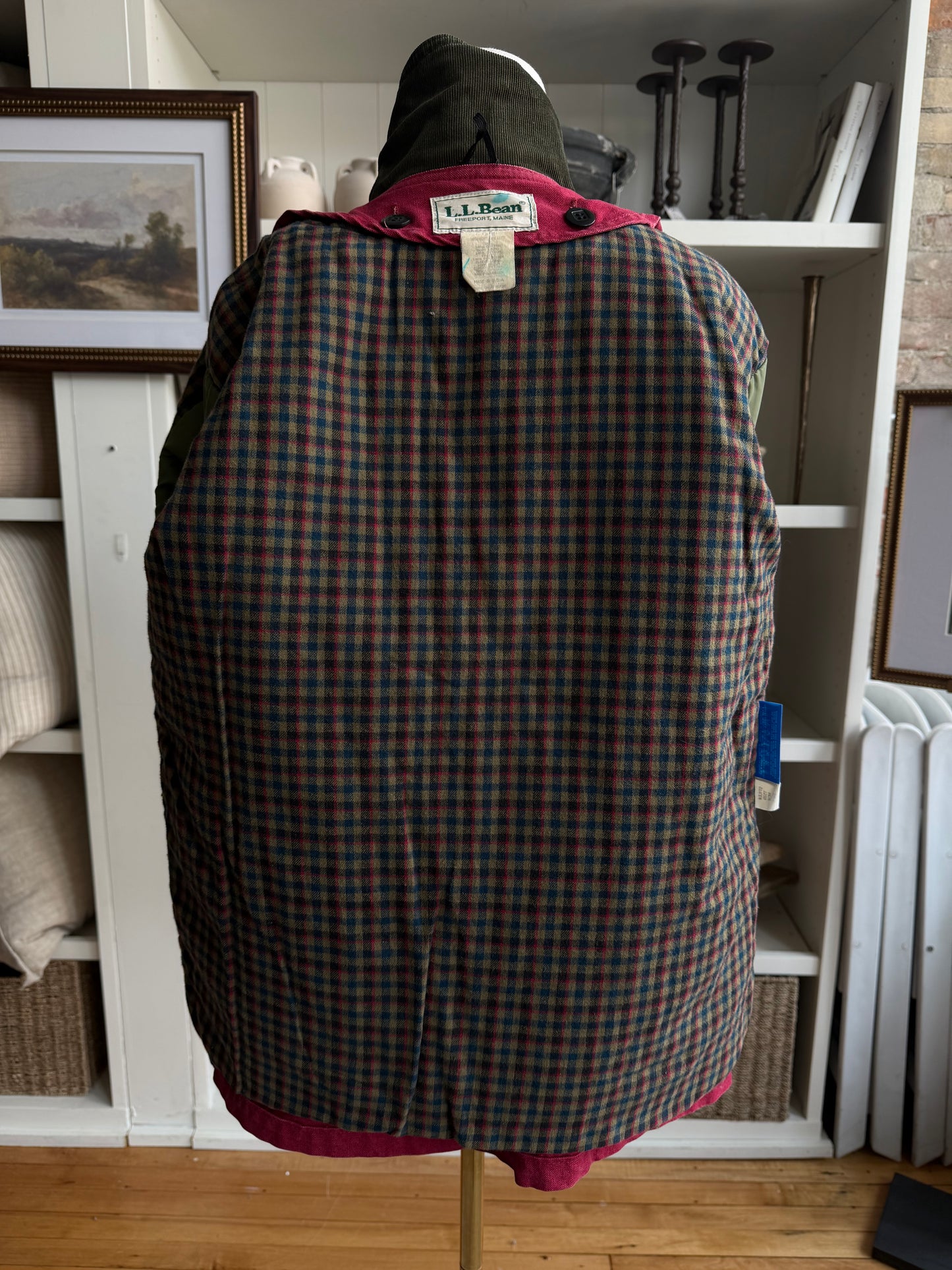 80s LL Bean red barn coat with button out insulated lining. Made in the USA