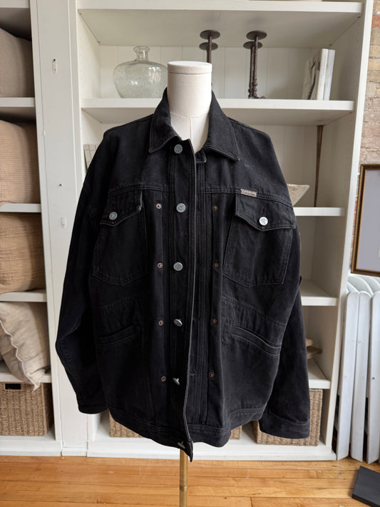 80s/90s Calvin Klein black denim jacket. Made in the USA