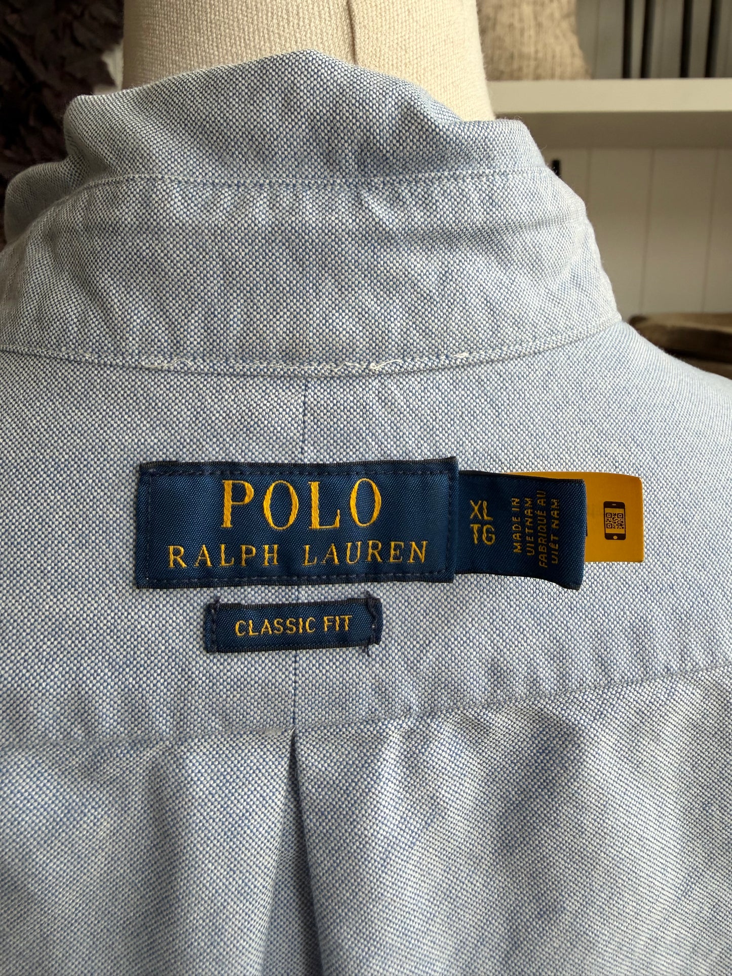 Polo Ralph Lauren blue Oxford button down. Fits S-L