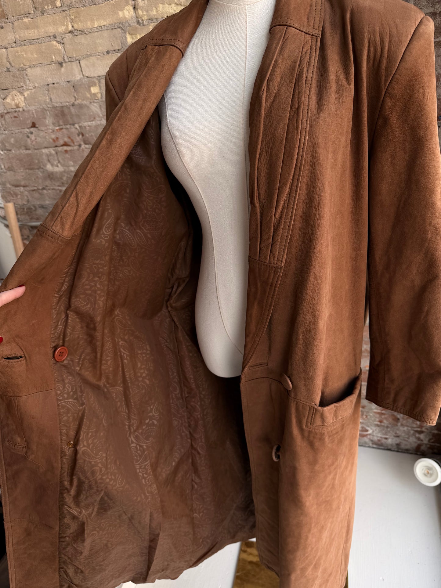 80s GIII leather trench. Made in Korea