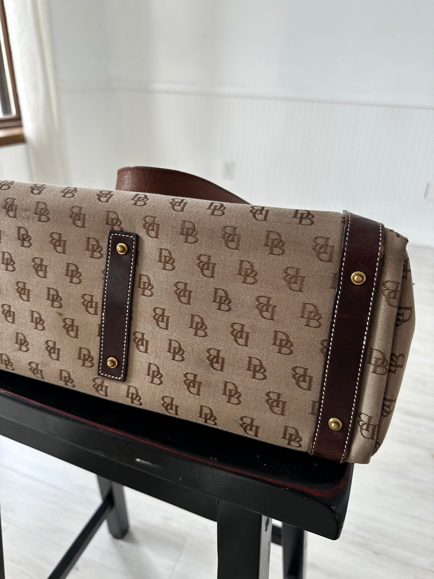 90s Dooney and Bourke signature monogram canvas tote bag