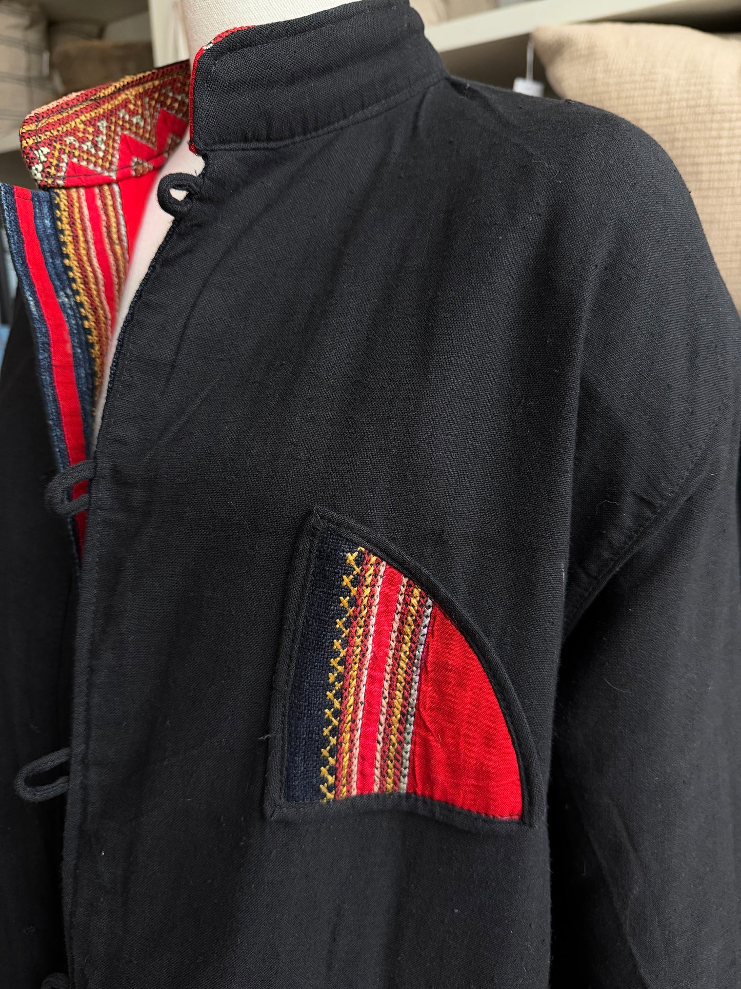 90s J Peterman reversible hemp/cotton jacket