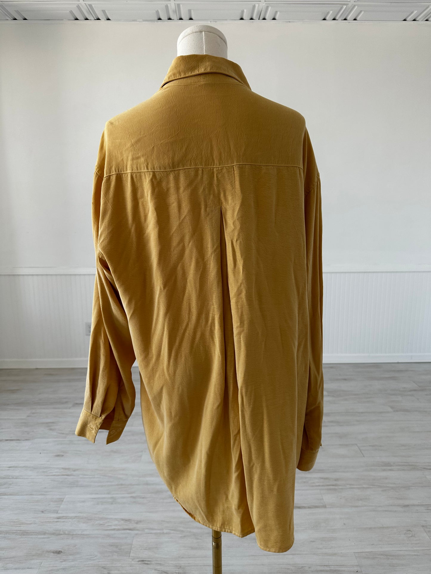 90s Tianello yellow Tencel button down. Made in USA