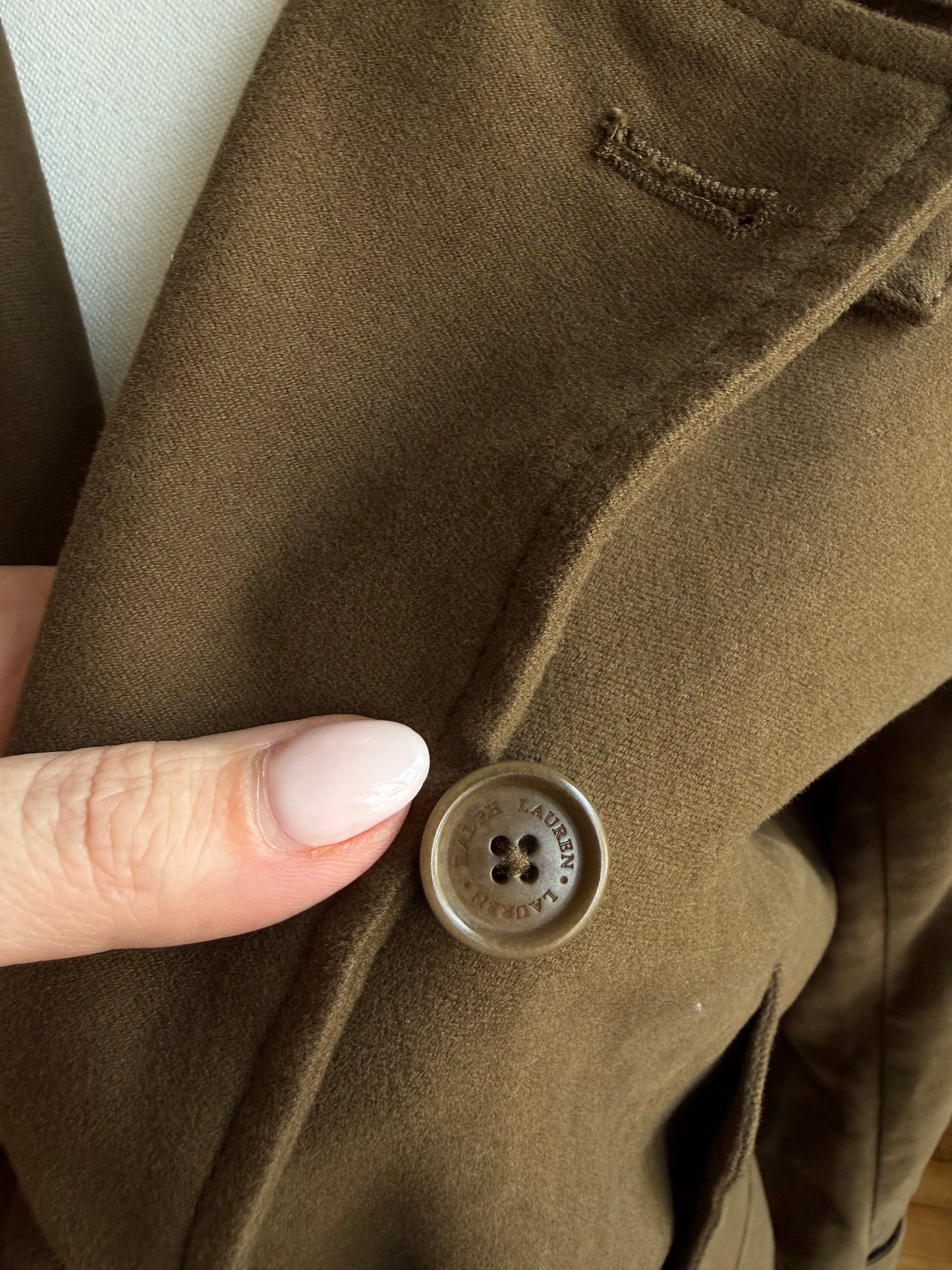 90s Lauren by Ralph Lauren brushed cotton pea coat. Made in Hong Kong. Fits XS-M petite