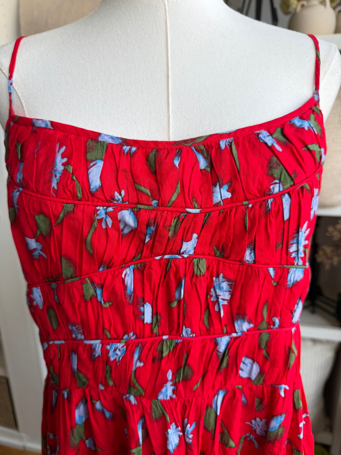 JCrew Tiered cotton dress in brushed daisy print. Size large. NWT
