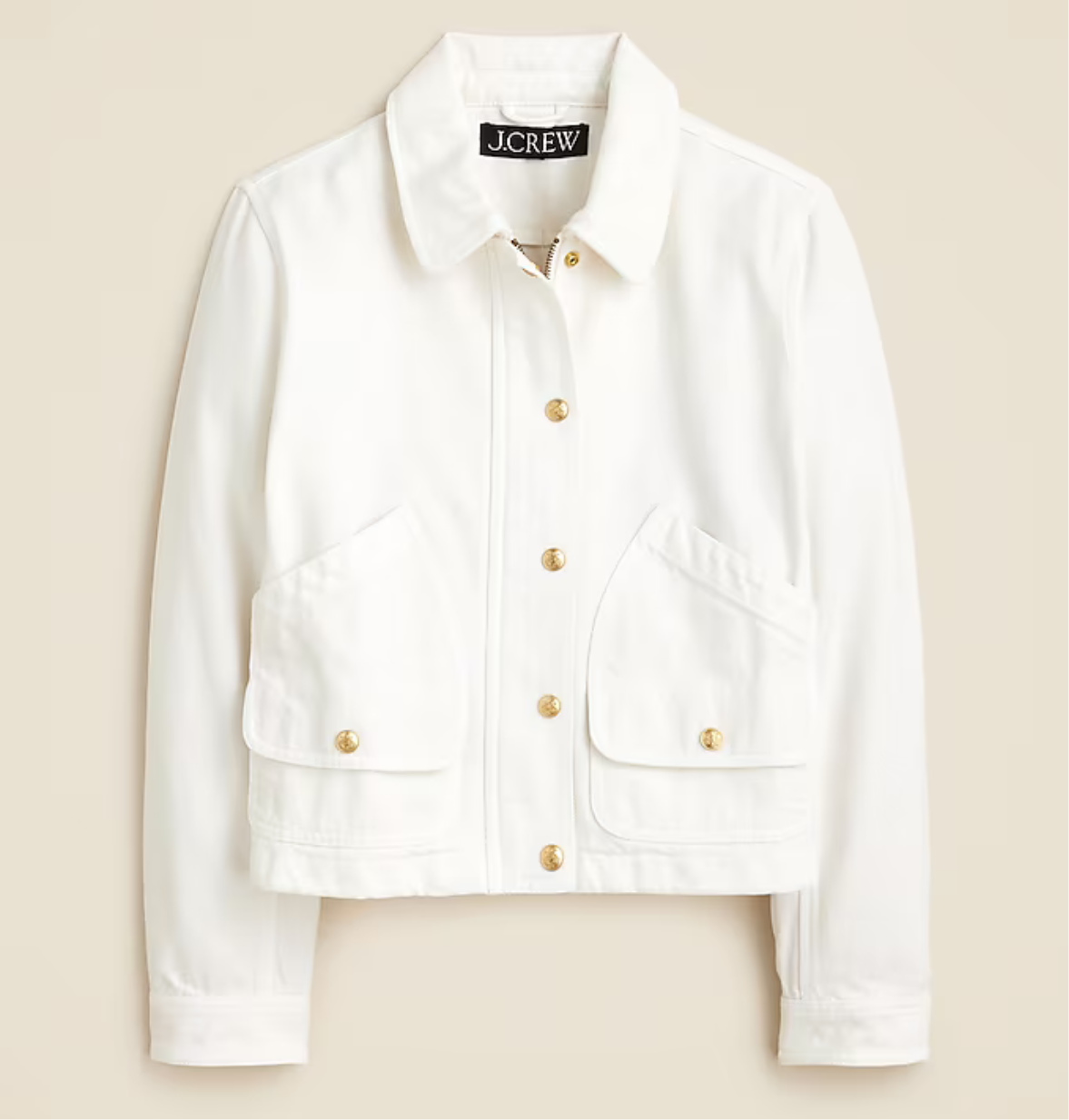 JCrew short white barn jacket in cotton twill