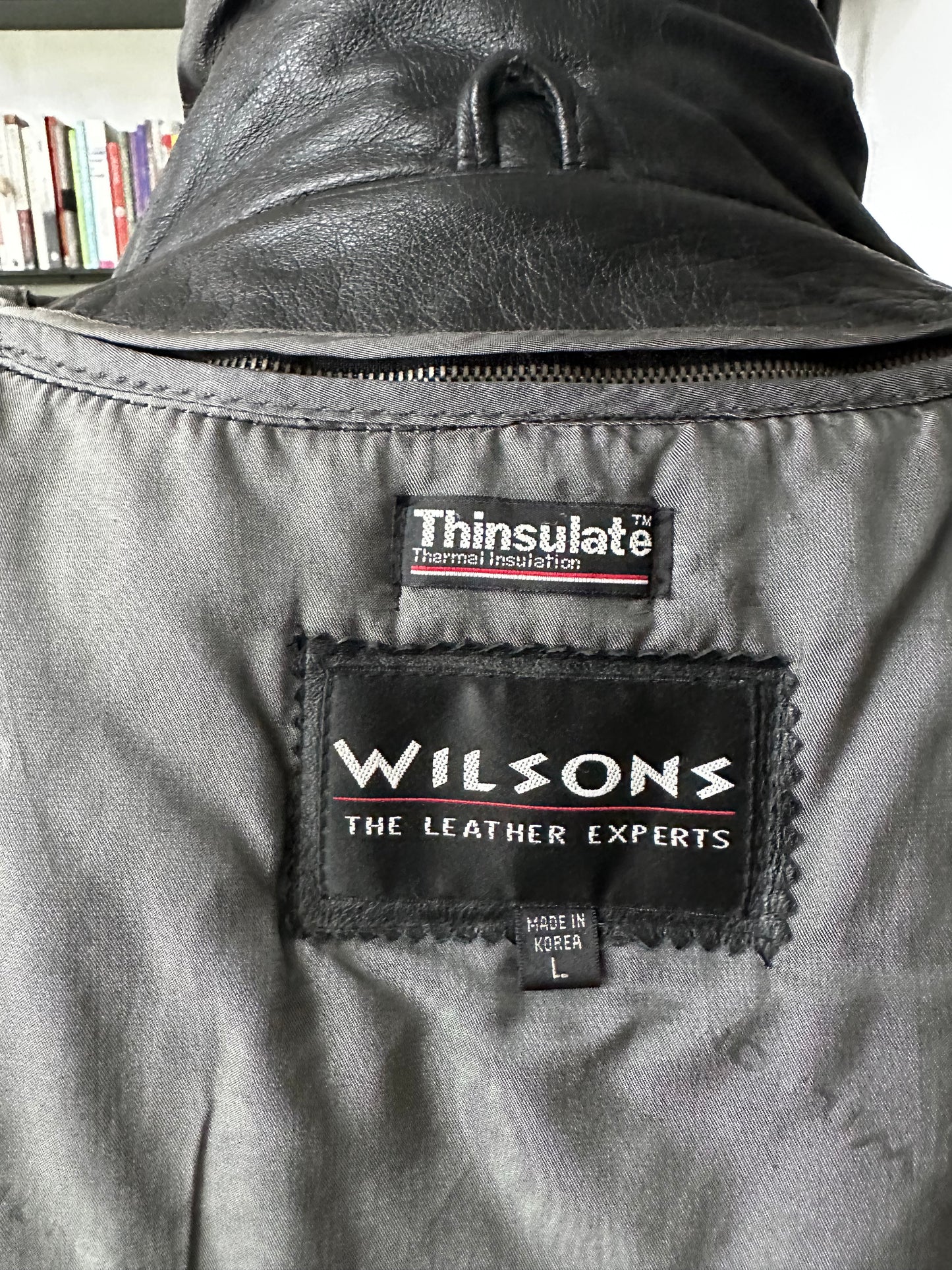 90s Wilson’s black leather bomber with removable lining