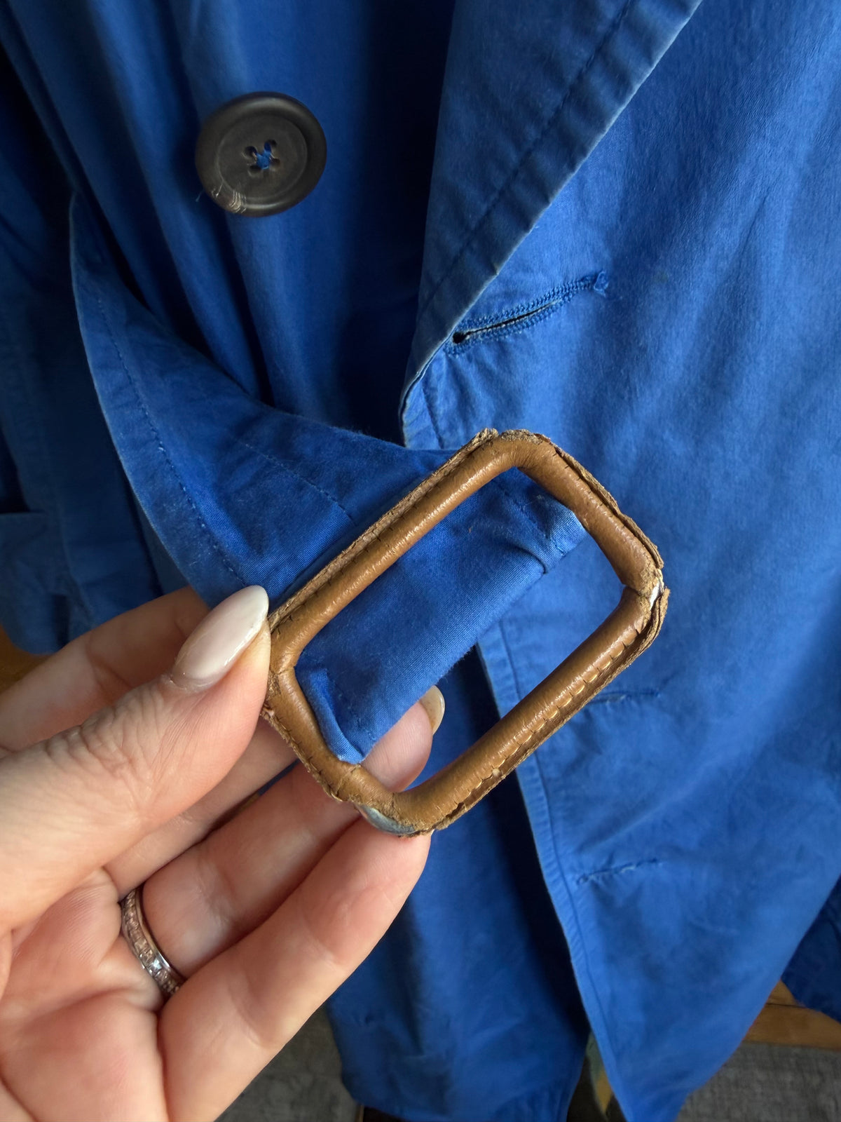 90s Ralph Lauren light weight blue trench. Fits M-XL