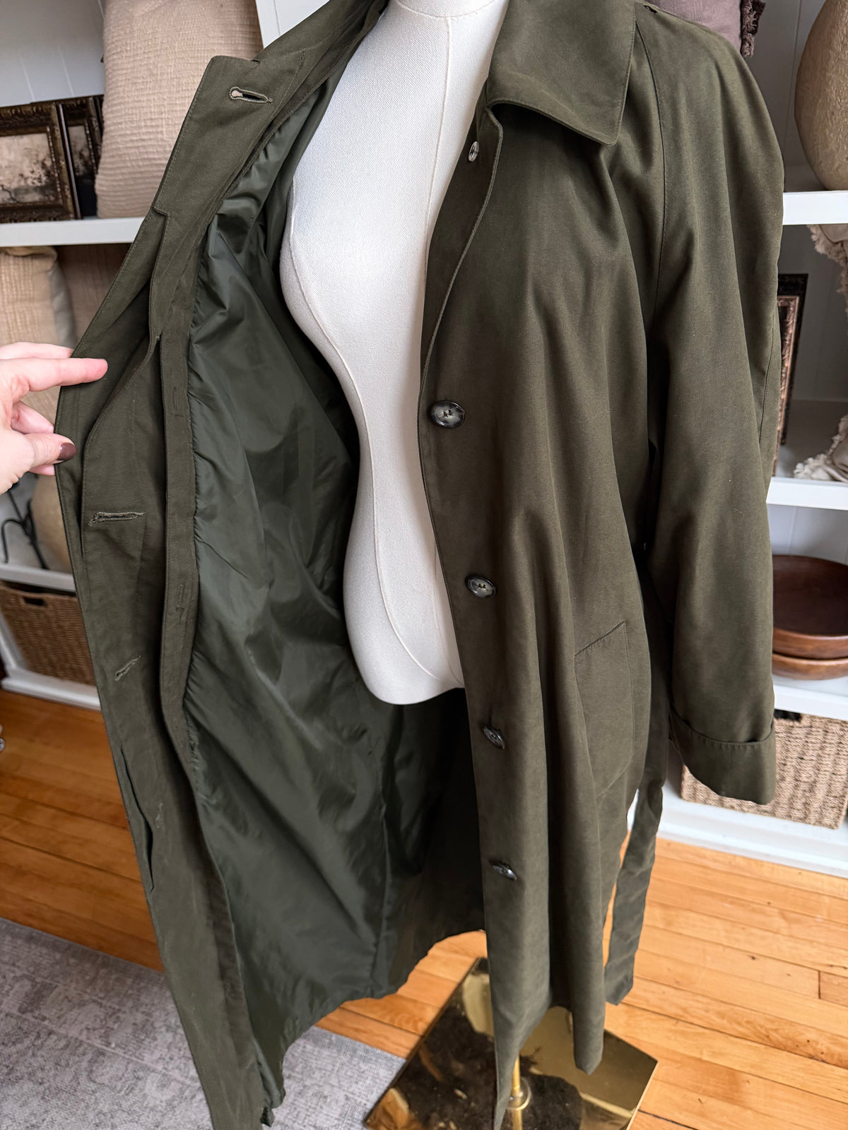 90s Calvin Klein green trench. Fits XS-M petite