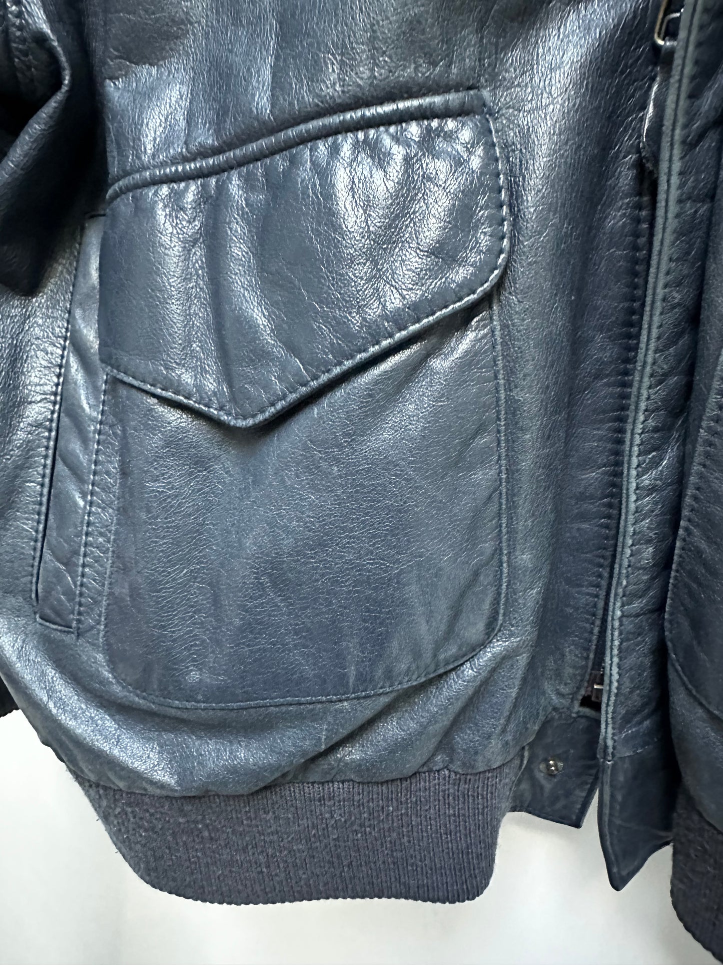 90s Navy leather bomber