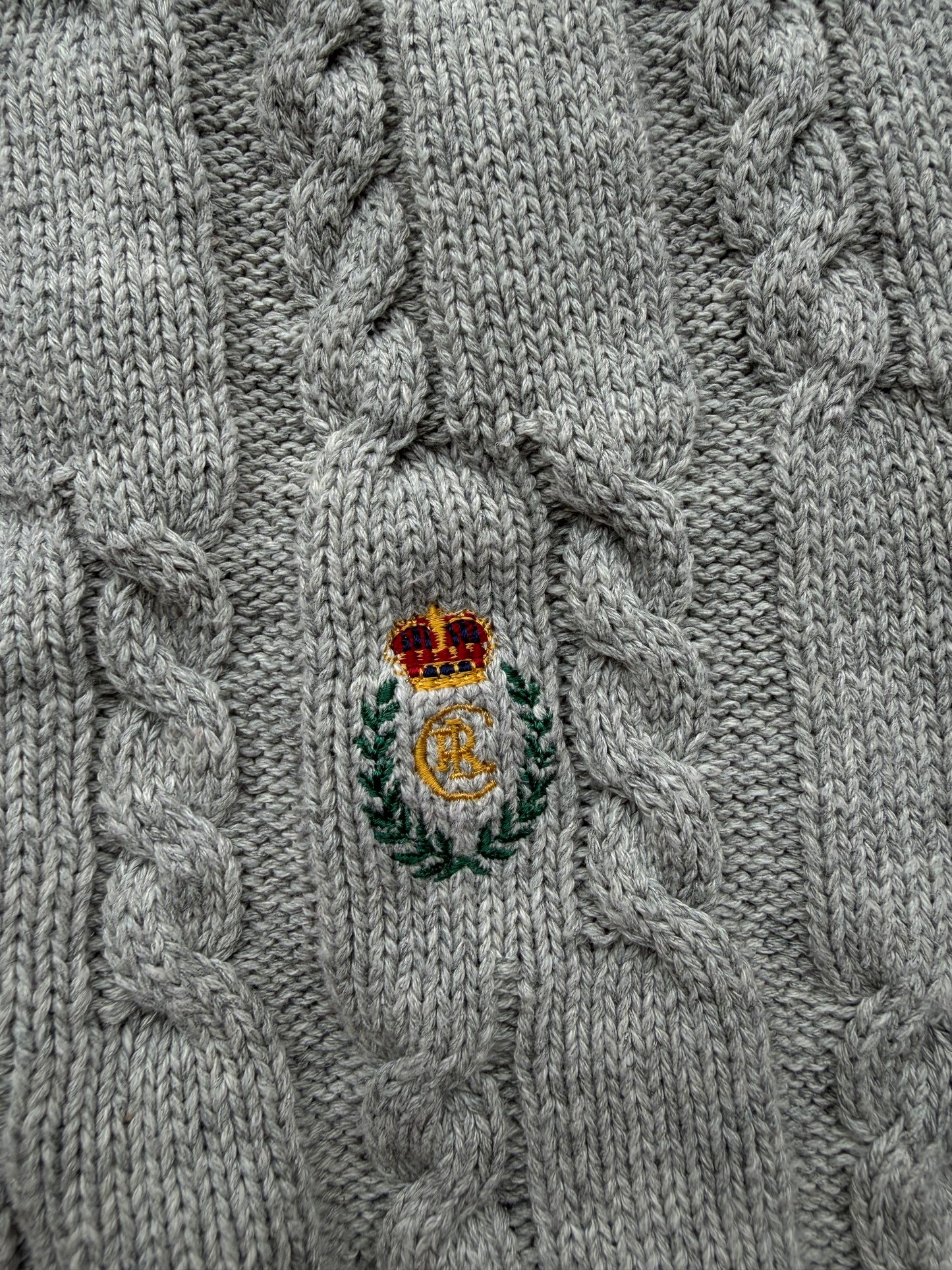 90s Chaps Ralph Lauren gray cable knit sweater. Made in the USA