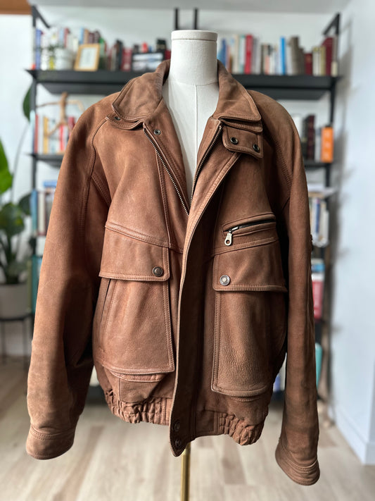 90s Adventure Bound by Wilson’s leather bomber jacket with removable lining. Made in Korea