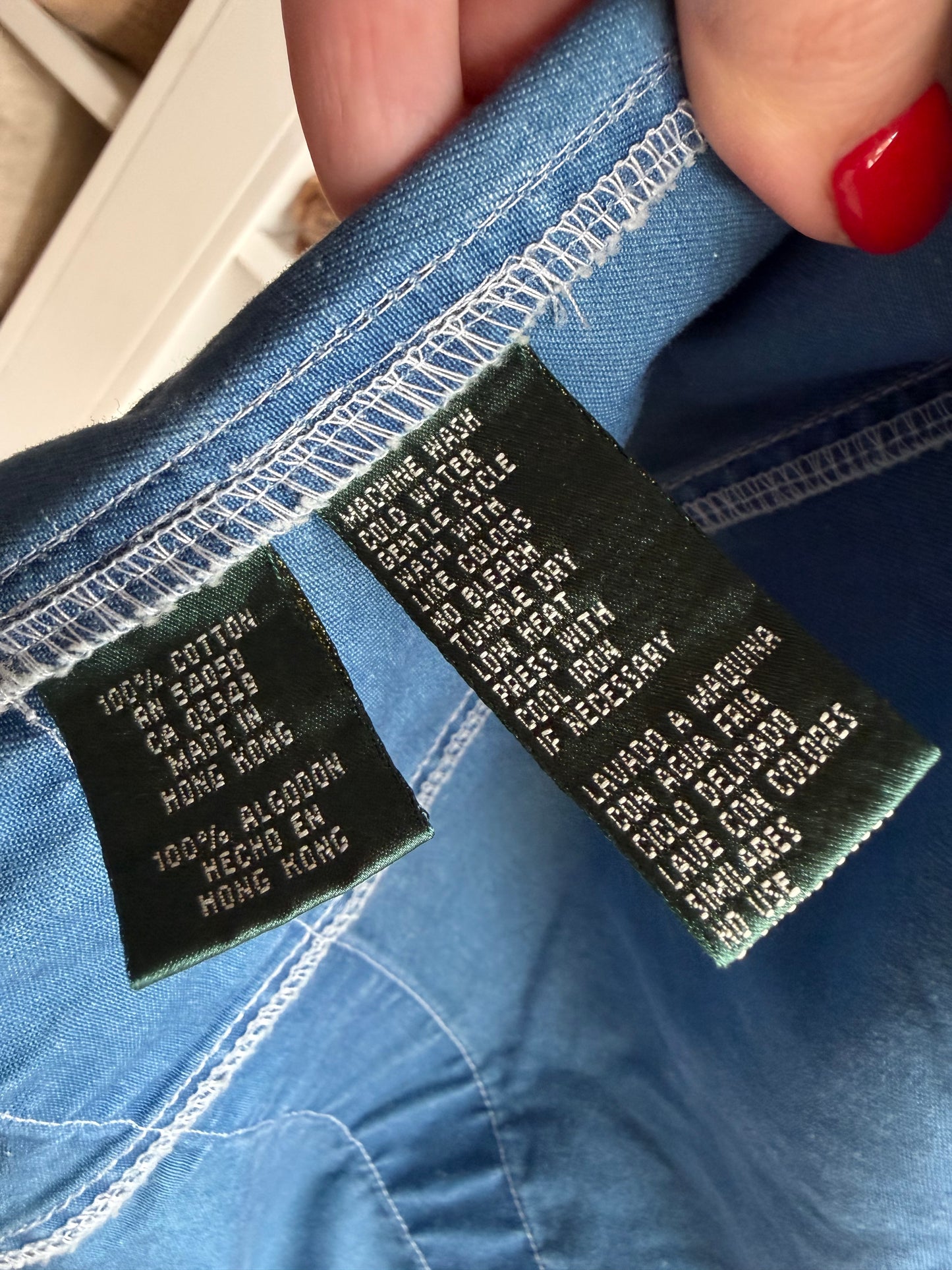 90s Lauren Ralph Lauren blue lightweight denim jacket. Made in Hong Kong