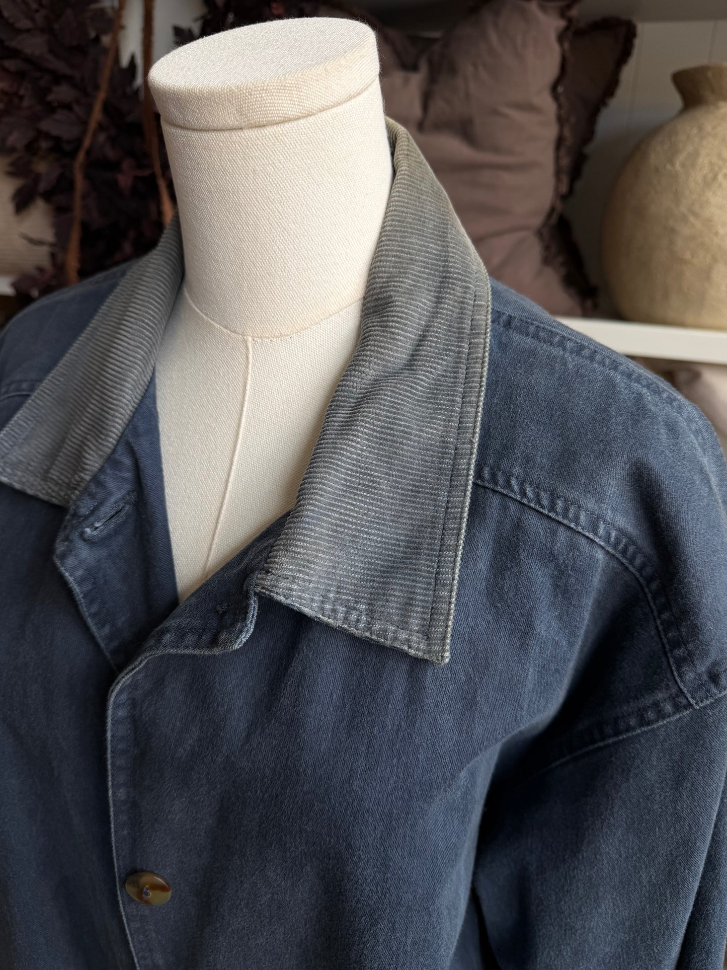 90s Brandon Thomas blue fleece lined barn coat. Fits XS-M
