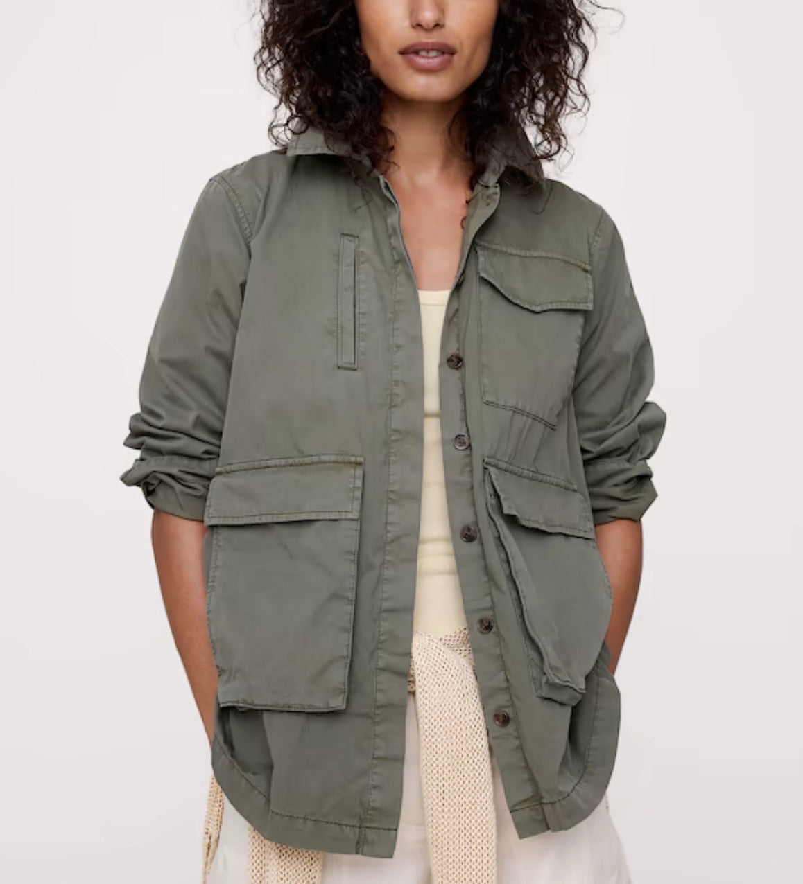 Banana Republic Cotton Twill Shirt jacket in olive green. Size L