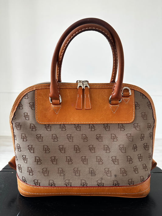 90s Dooney and Bourke Monogramed canvas domed satchel