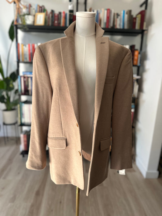 90s Lauren by Ralph Lauren wool/silk/cashmere tan blazer. New with tags