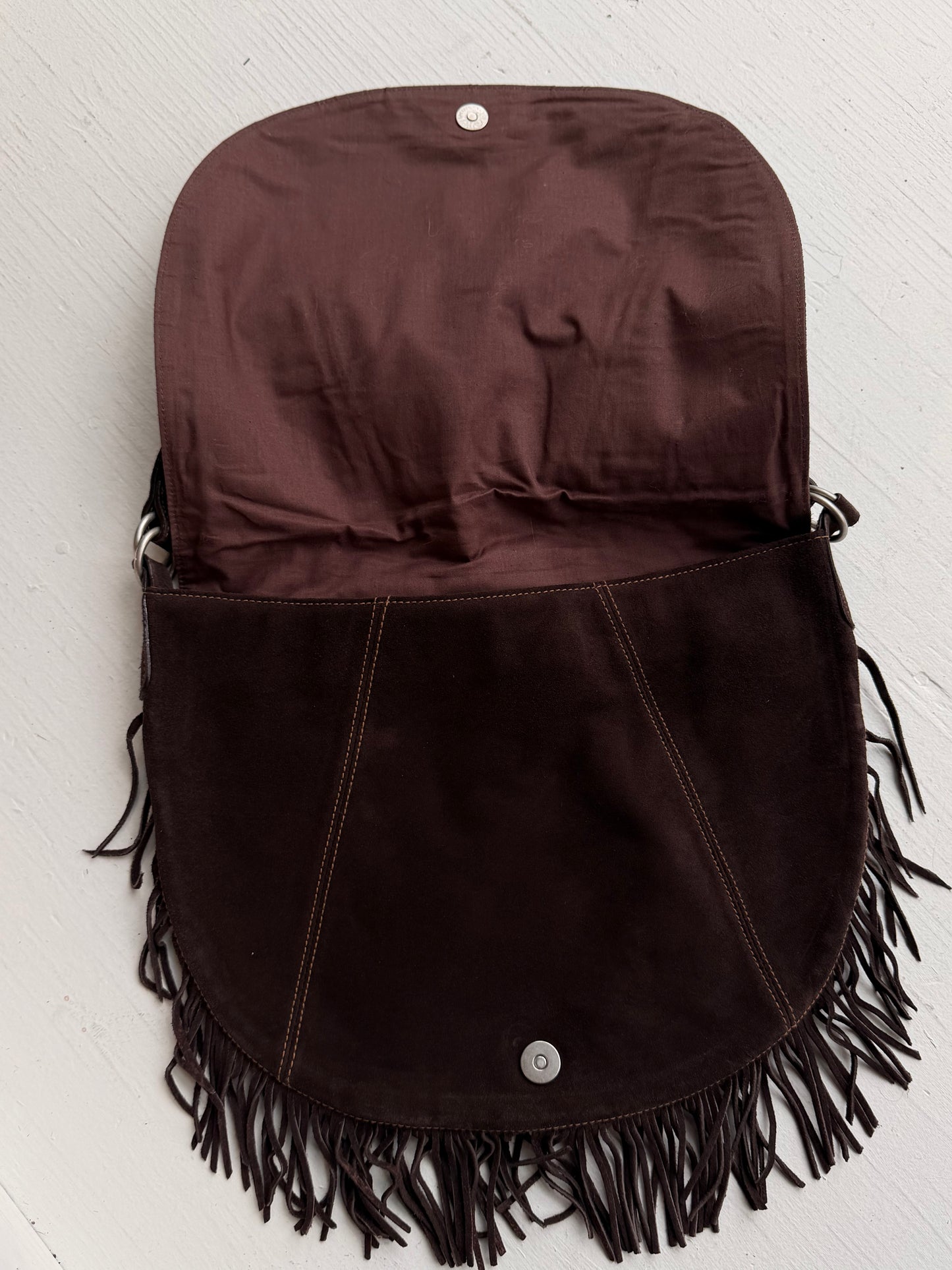 90s Polo Jeans Co suede hobo bag with fringe