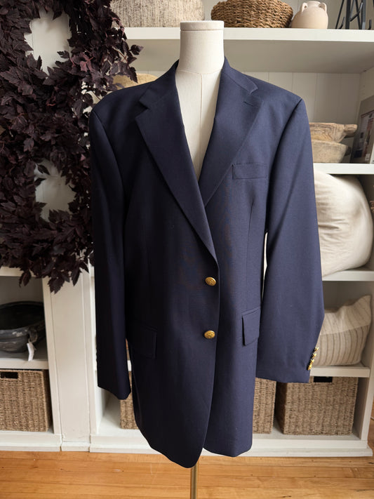 90s Chaps Ralph Lauren navy wool blazer. Made in Canada. Fits M-XL
