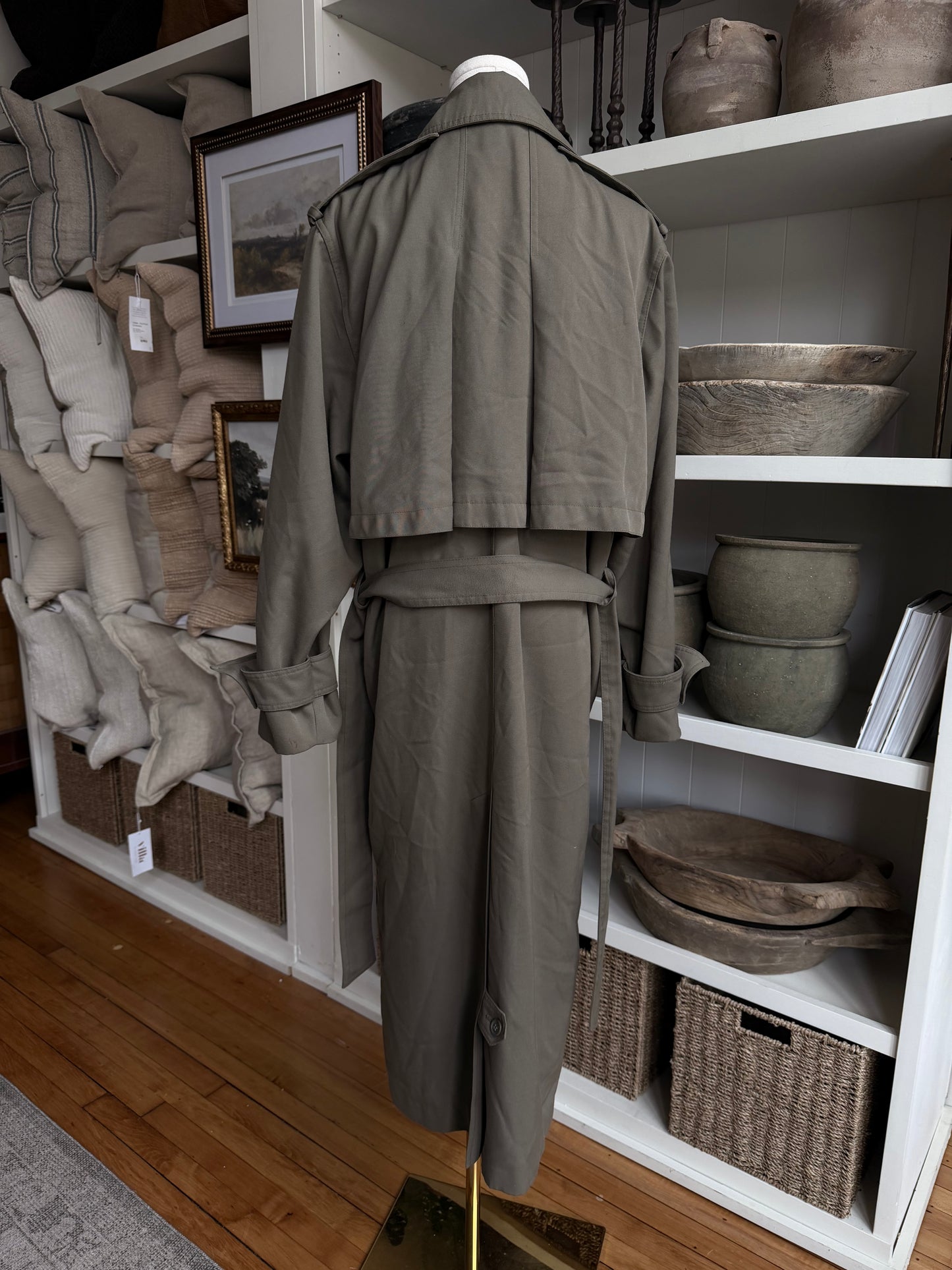 80s Gallery green trench. Made in Korea