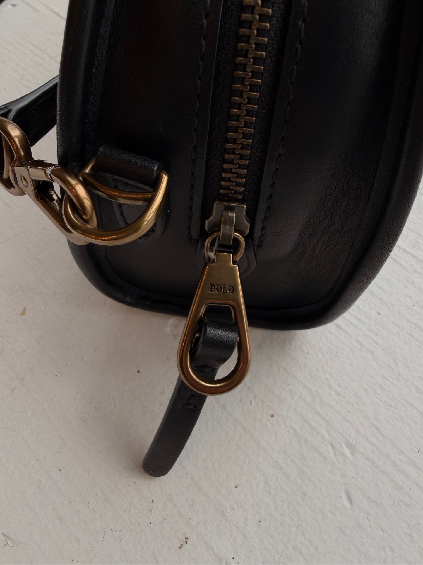 Polo Ralph Lauren black leather crossbody