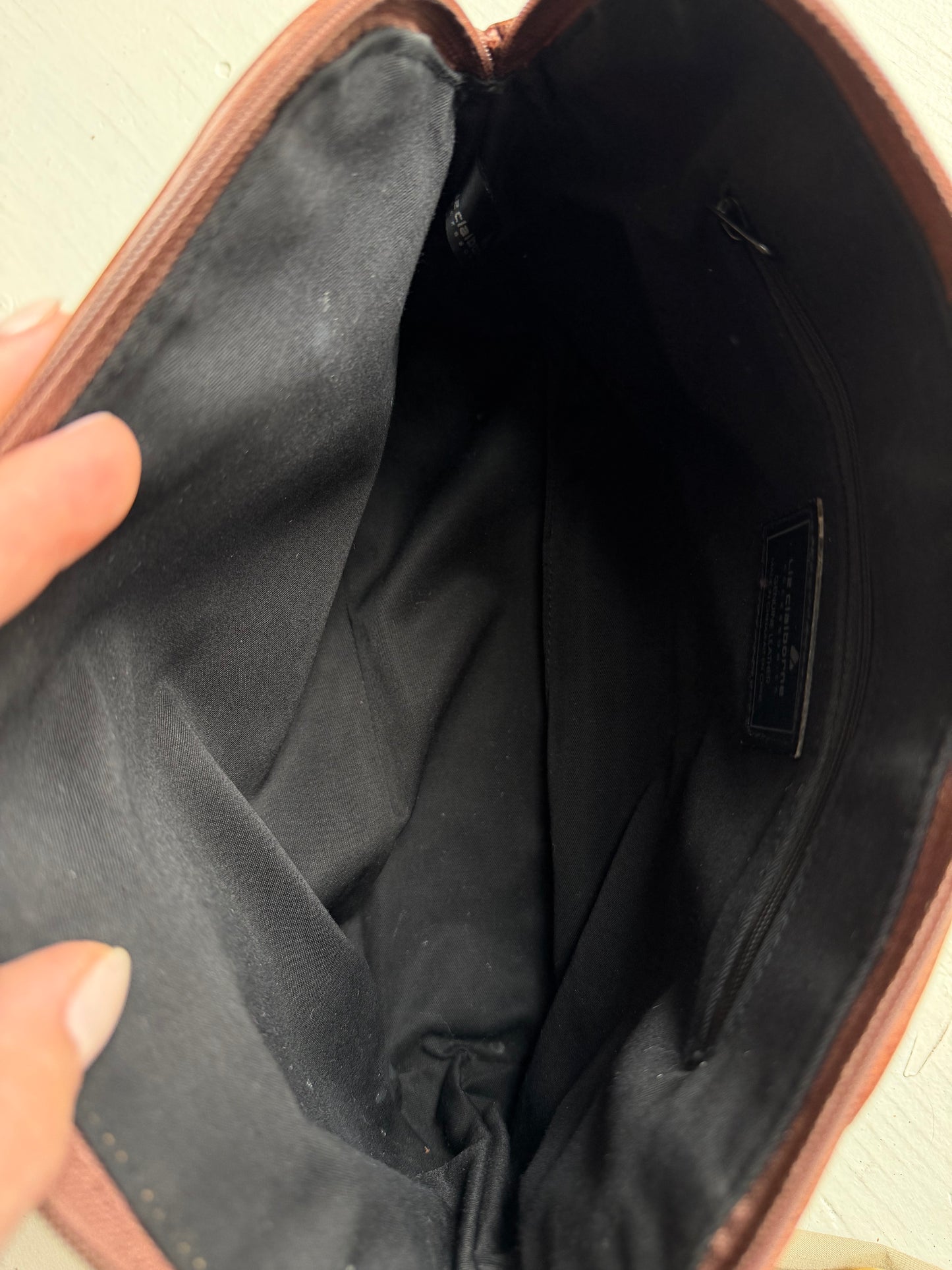 90s Liz Claiborne black and brown pebbled leather handbag