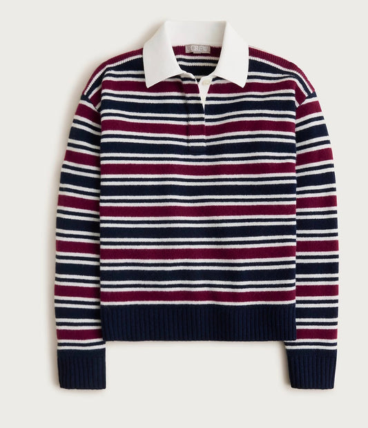 JCrew Sweater polo in striped vintage wool. Size M
