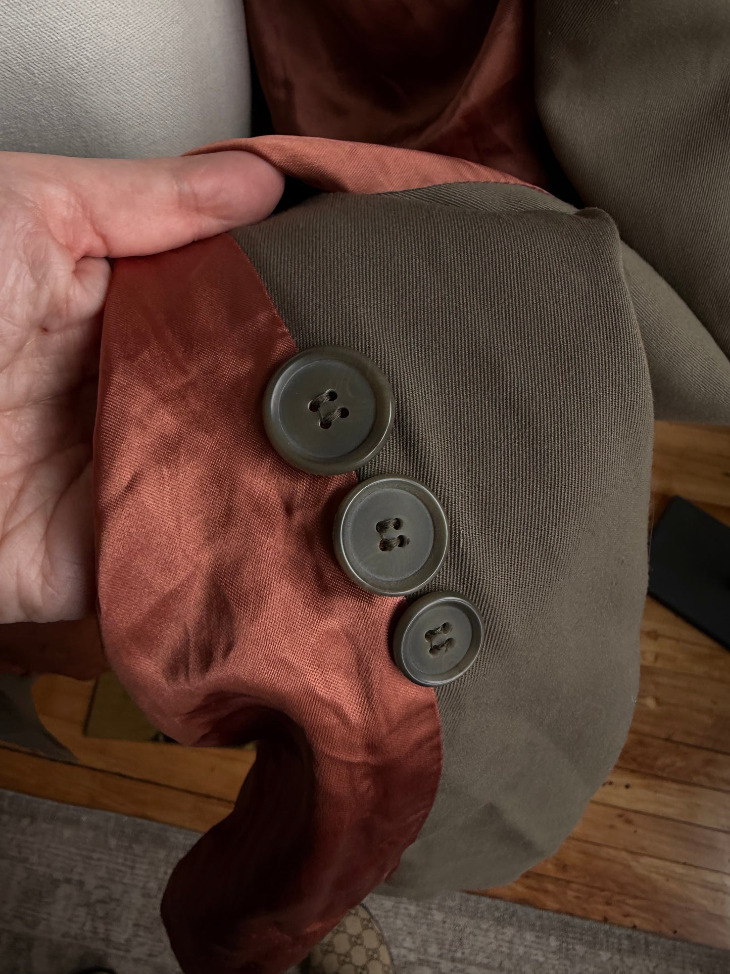 80s Gallery green trench. Made in Korea