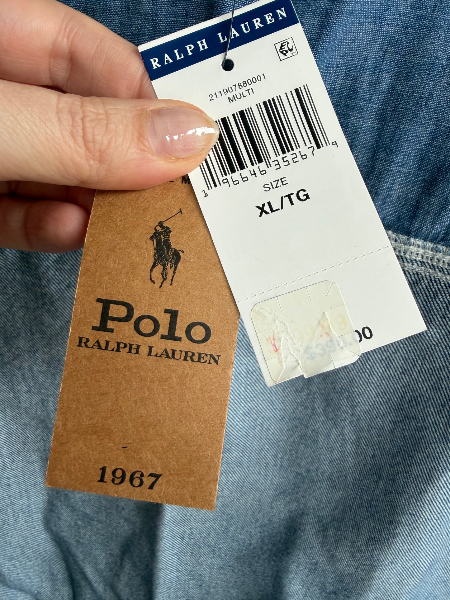 Polo Ralph Lauren quilted denim jacket. New with tags. Fits S-L