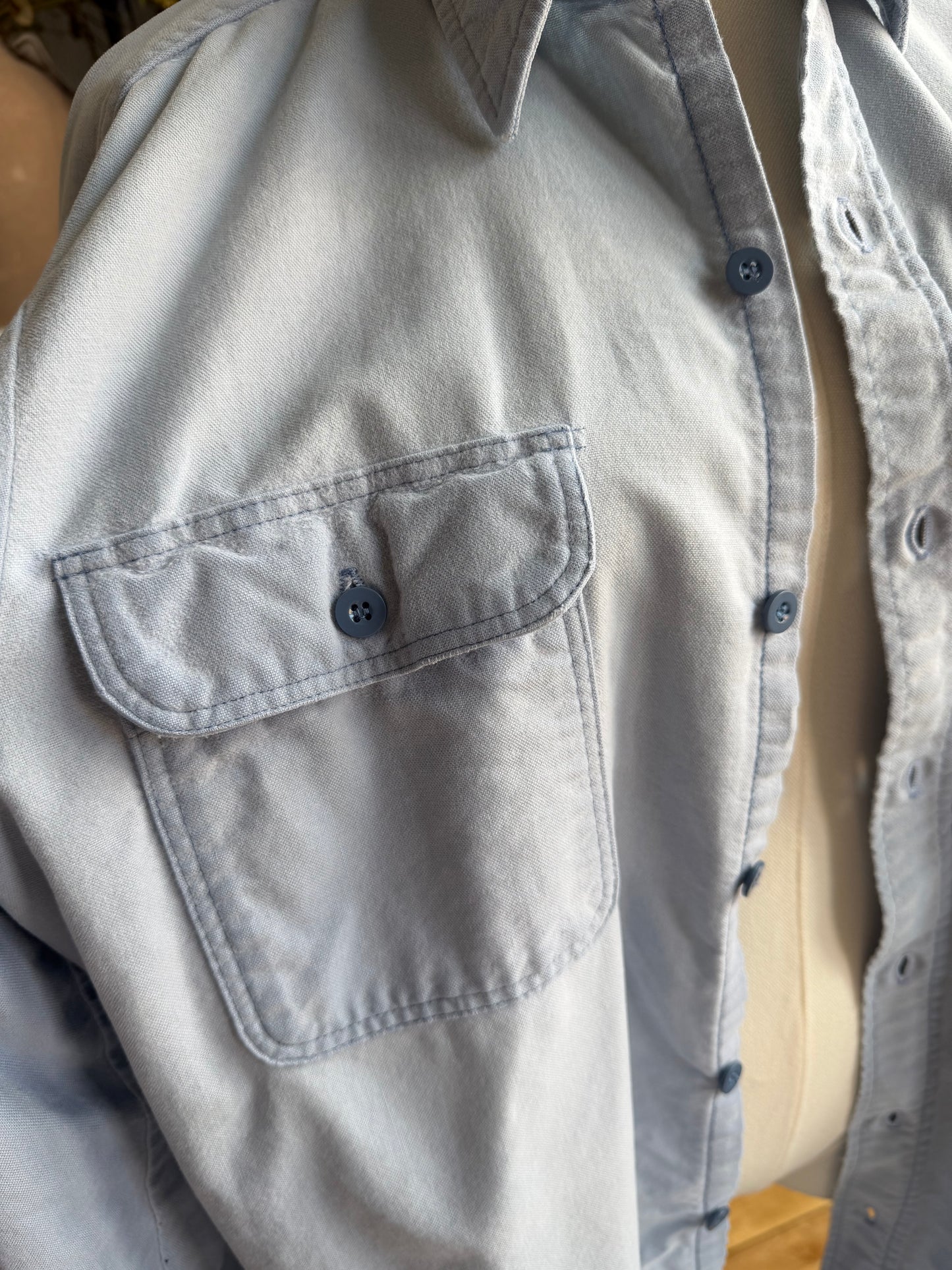 80s Prentiss chamois blue button down. Made in the USA