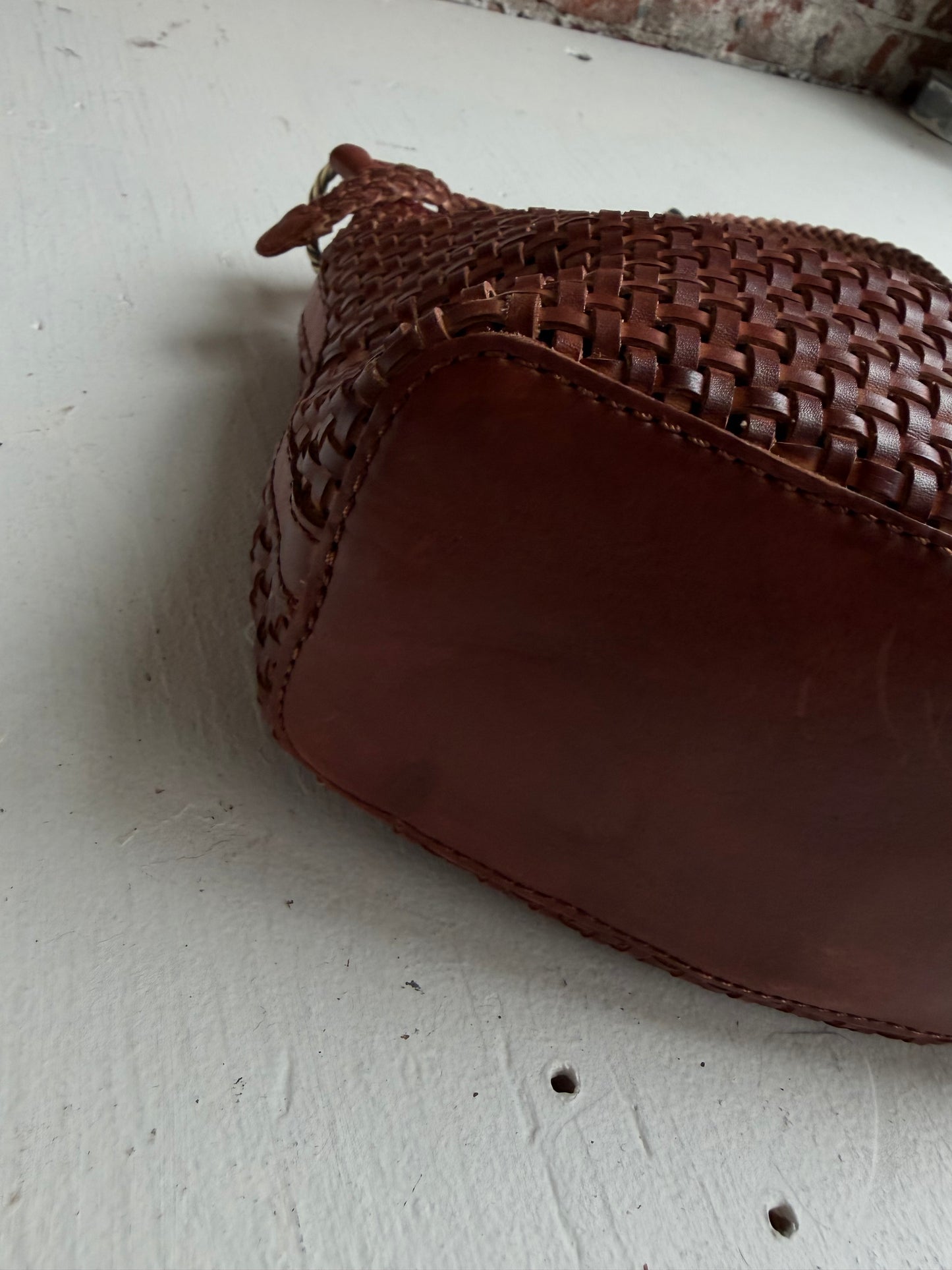 00s Patricia Nash leather woven crossbody bag