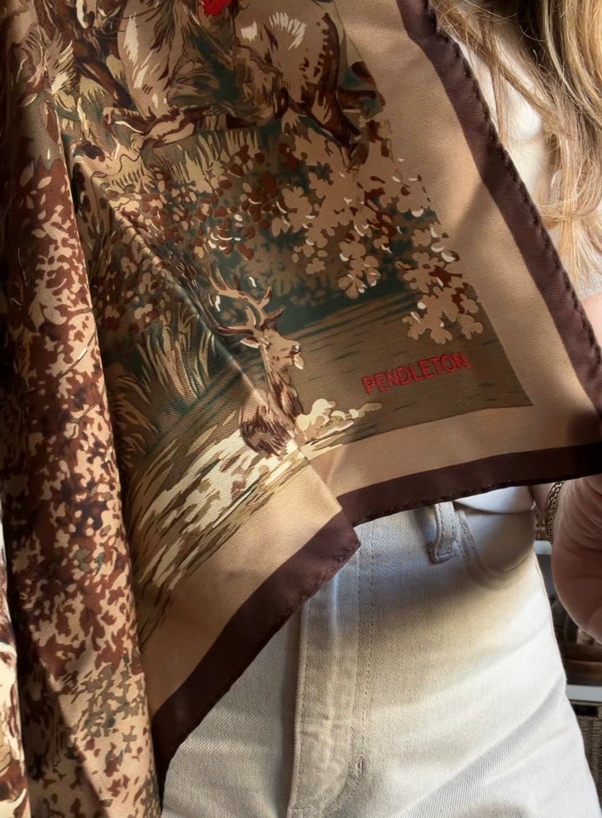 Vintage Pendleton silk scarf painted in Korea