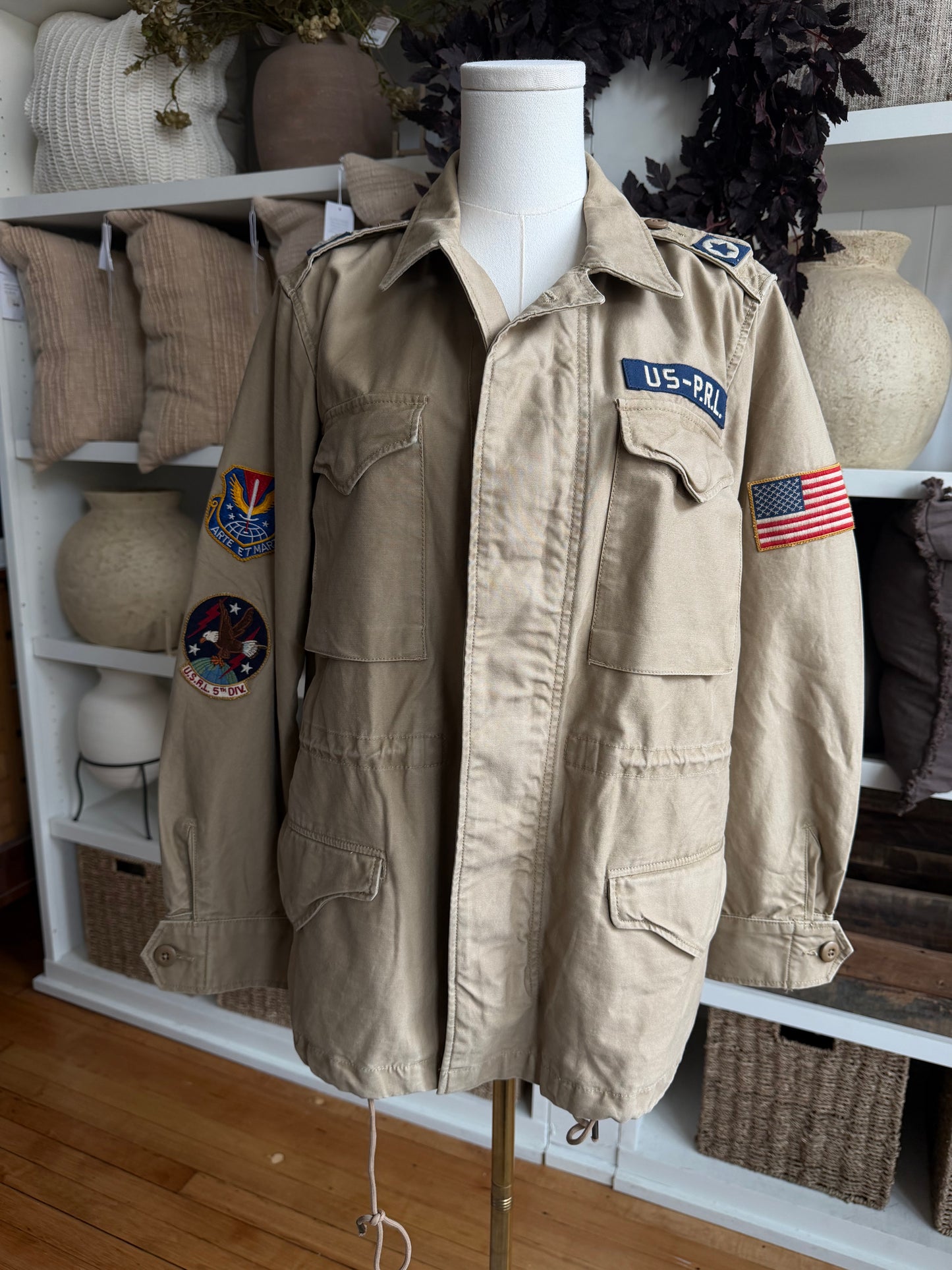 Polo Ralph Lauren military jacket with patches. Fits XXS-S