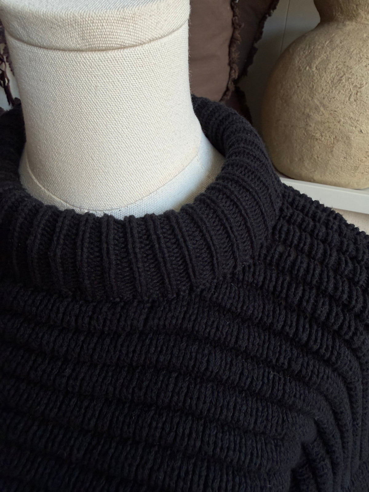 Na Nin Romy Pima cotton balloon sleeve sweater in black.