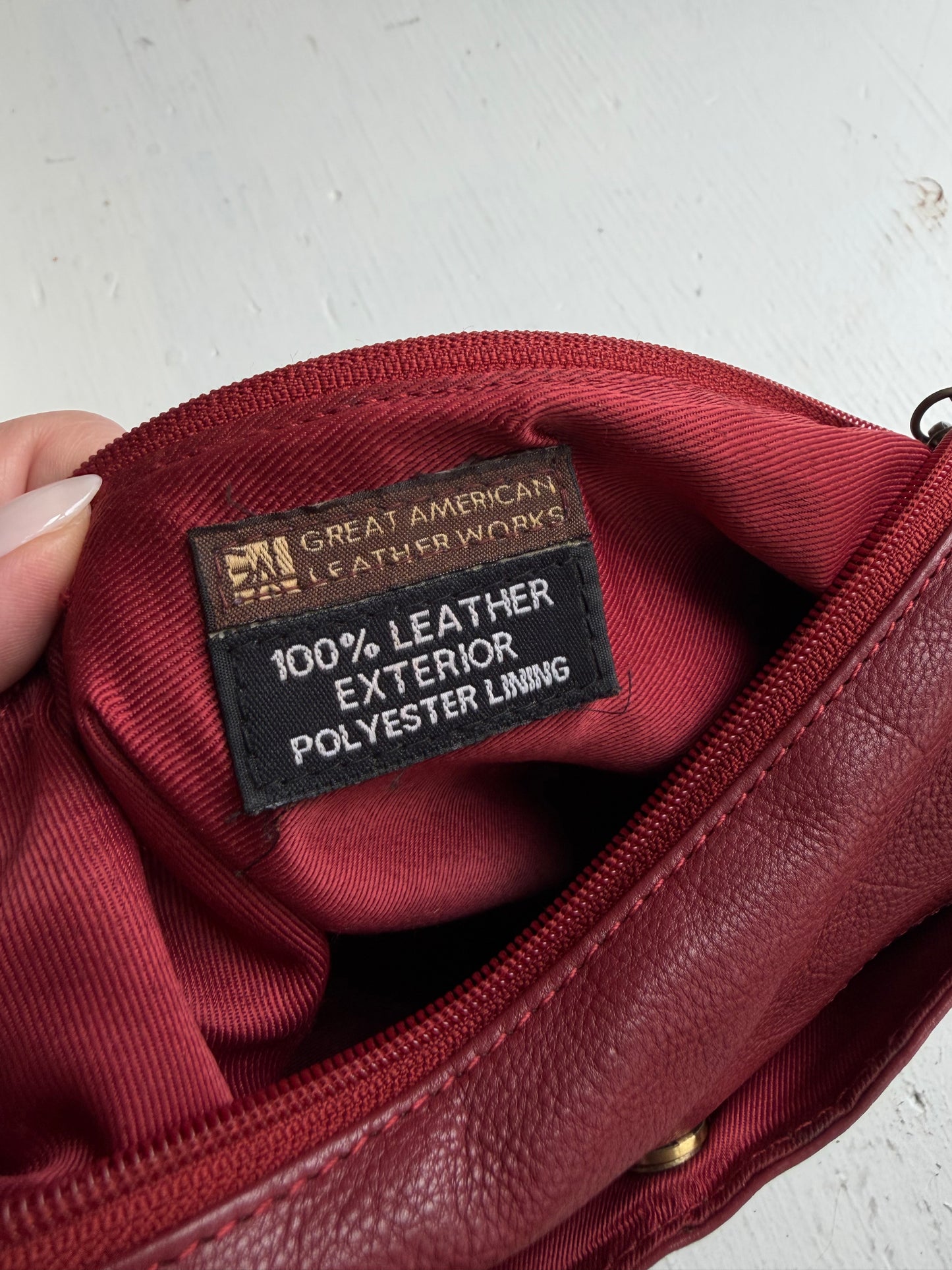 90s Great American Leather  Works red leather crossbody bag