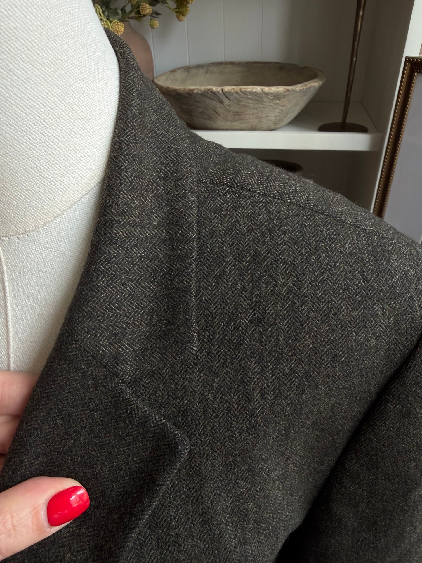 Lands End green wool cashmere blazer