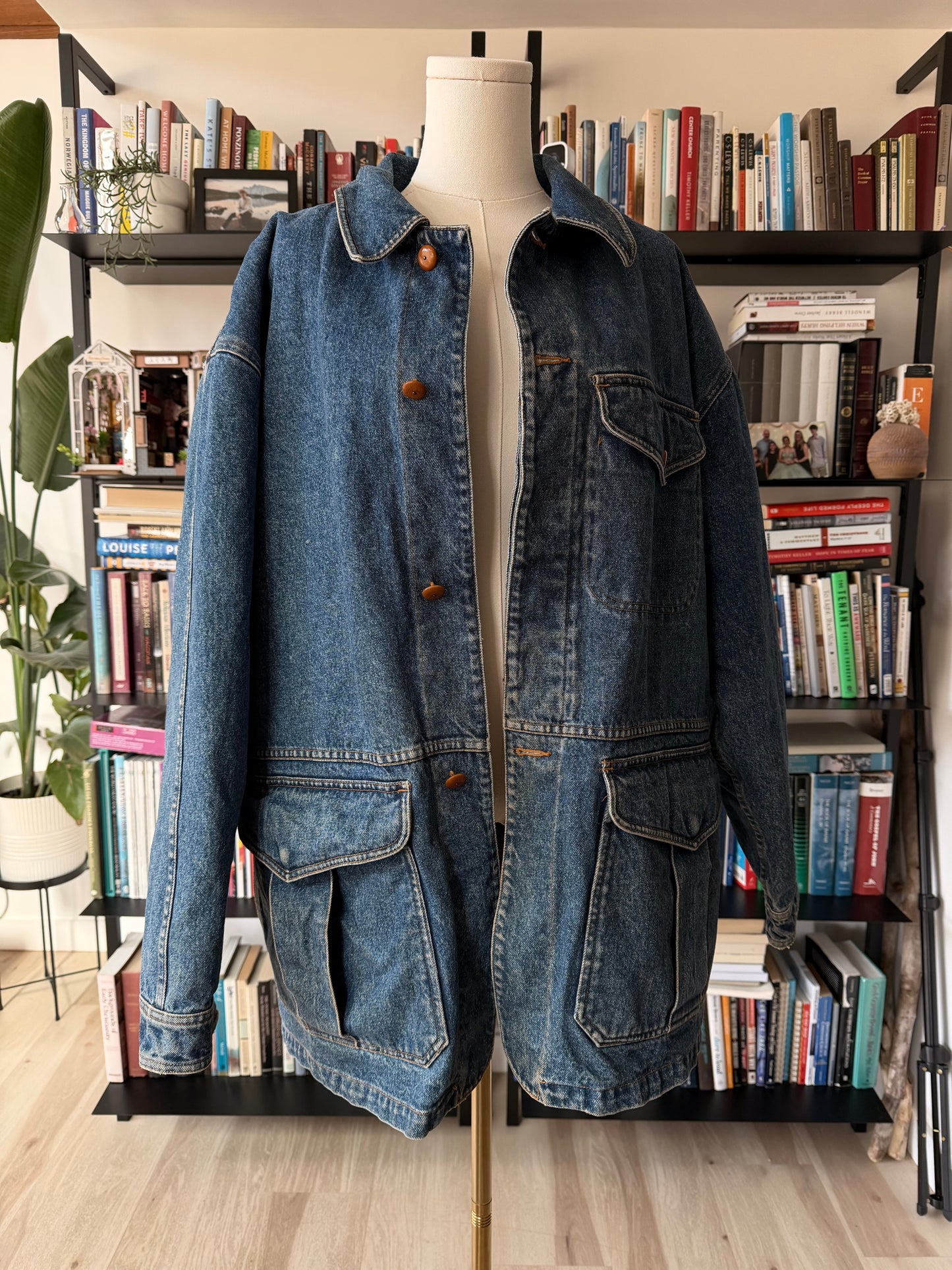 90s Banana Republic denim barn coat with removable wool lining