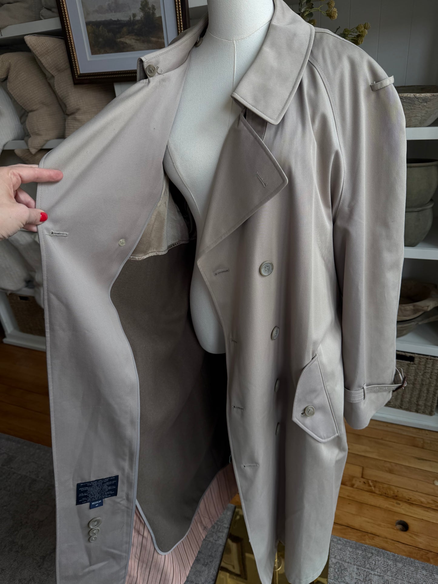 80s/90s Stafford khaki trench with zip out wool lining