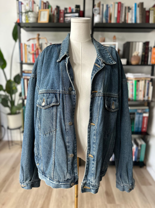 90s Eddie Bauer denim fleece lined jacket