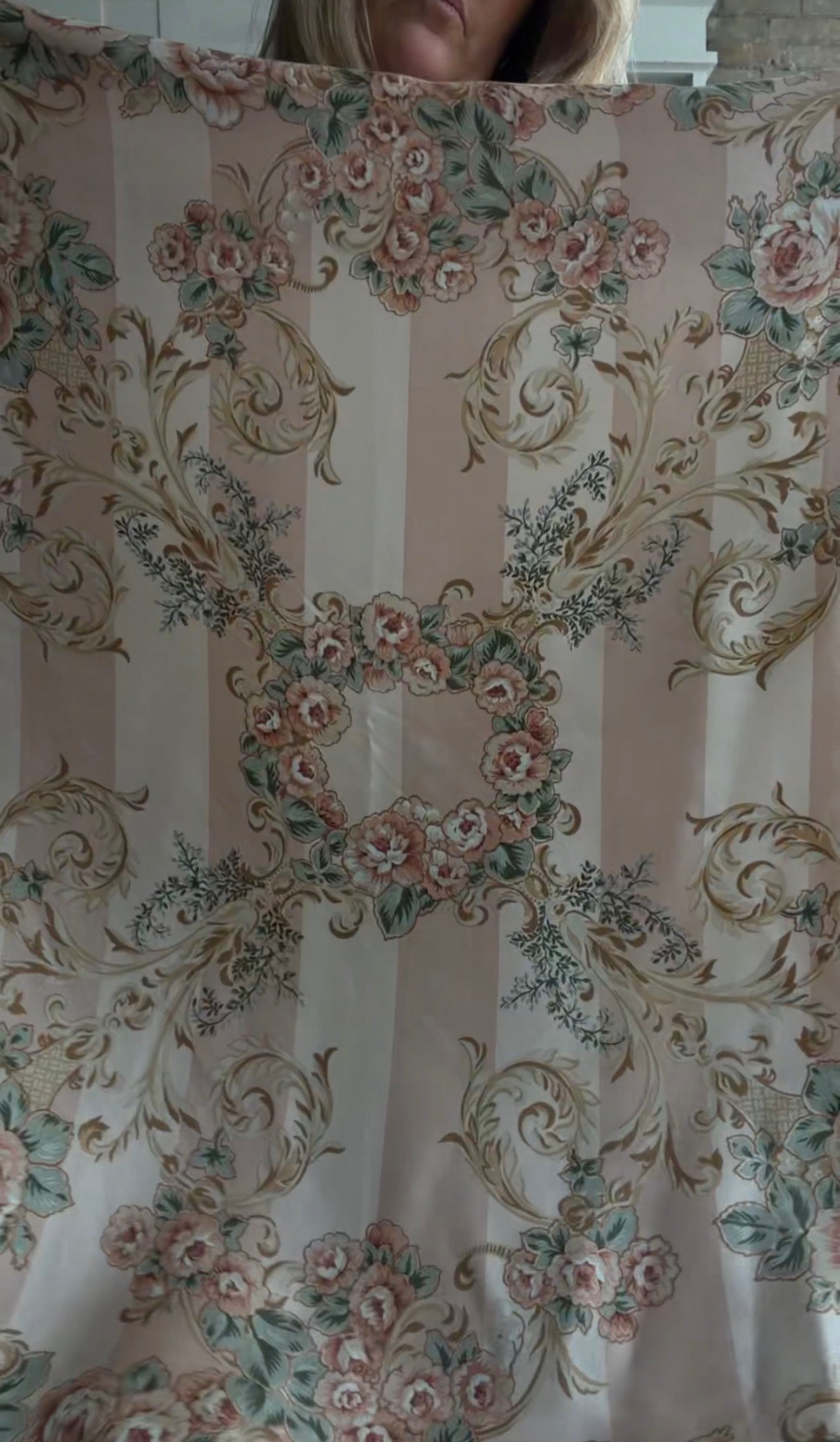 90s Ralph Lauren floral stripe silk scarf