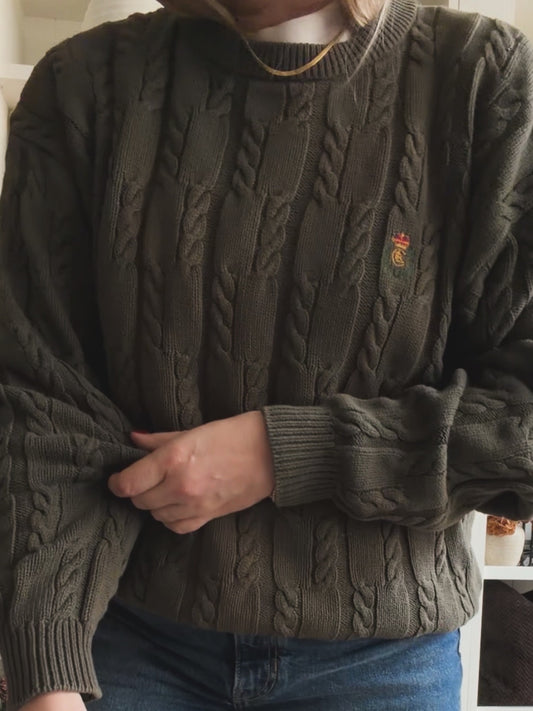 90s Chaps Ralph Lauren green cotton sweater. Fits S-L