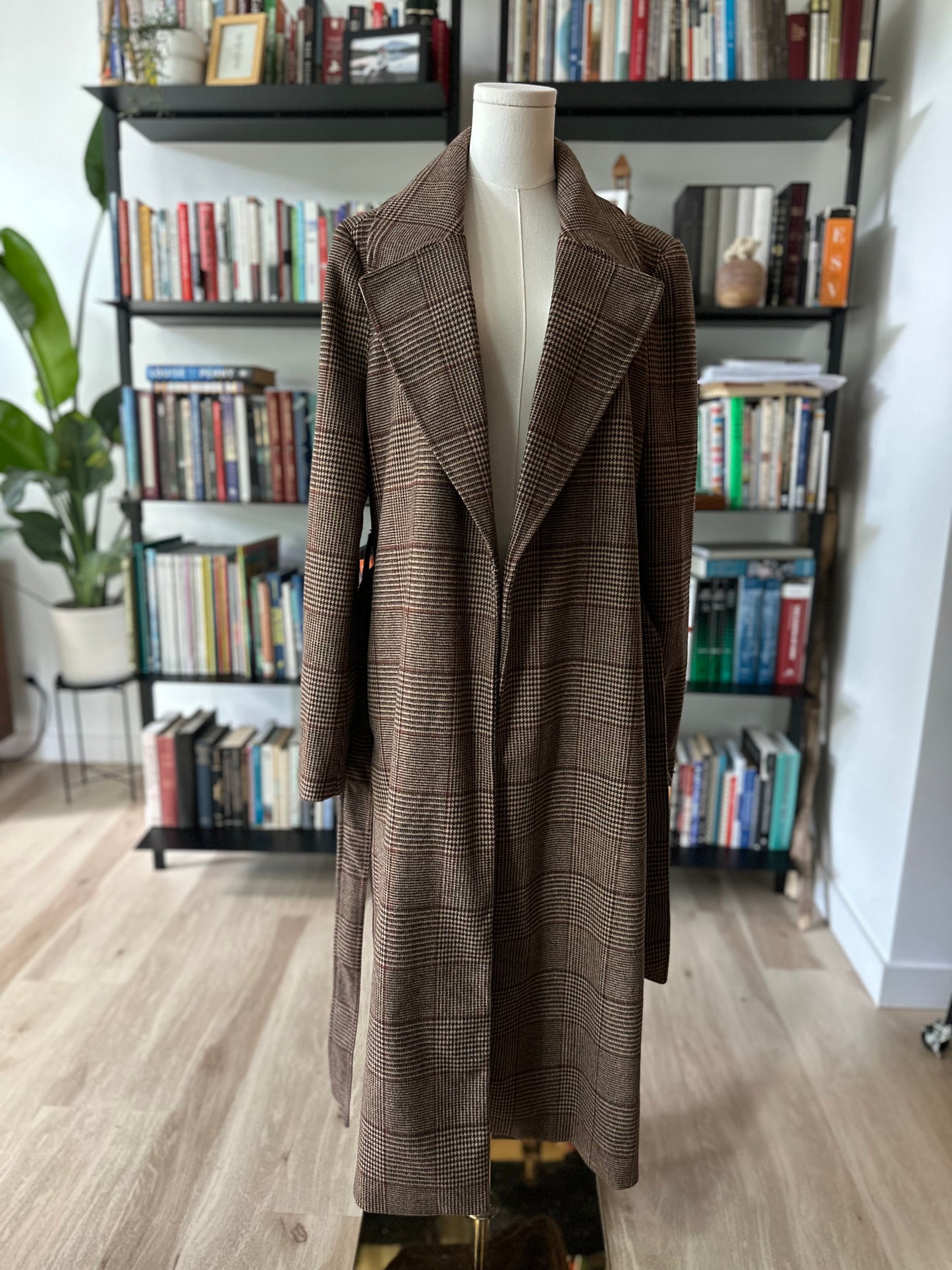 Banana Republic factory plaid trench coat. Size medium