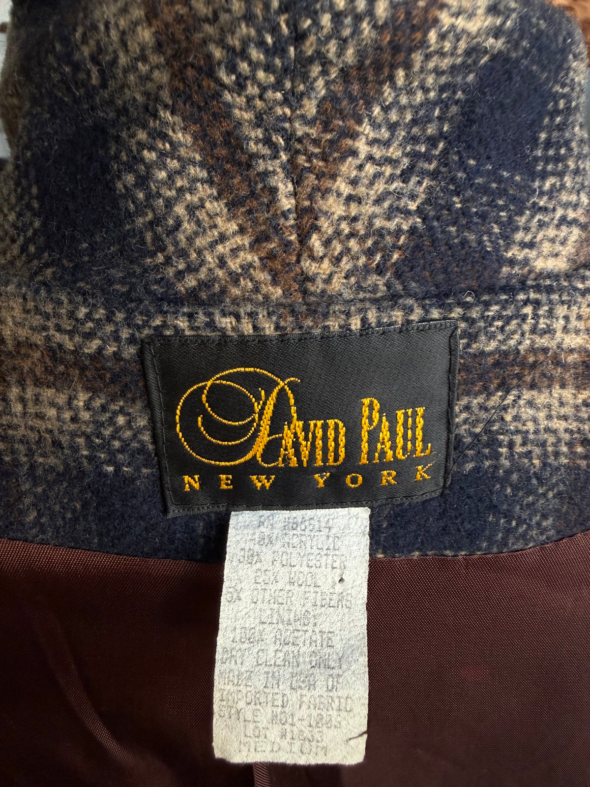 90s David Paul plaid blazer. Made in the USA. Fits XS-M