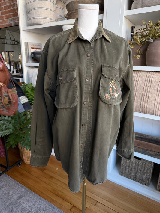 80s Banana Republic green button down