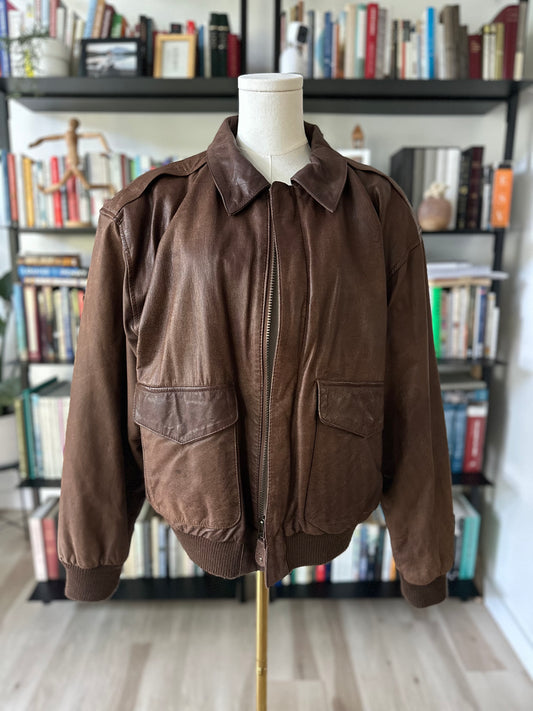 90s Otello Pelle leather bomber. Made in Korea