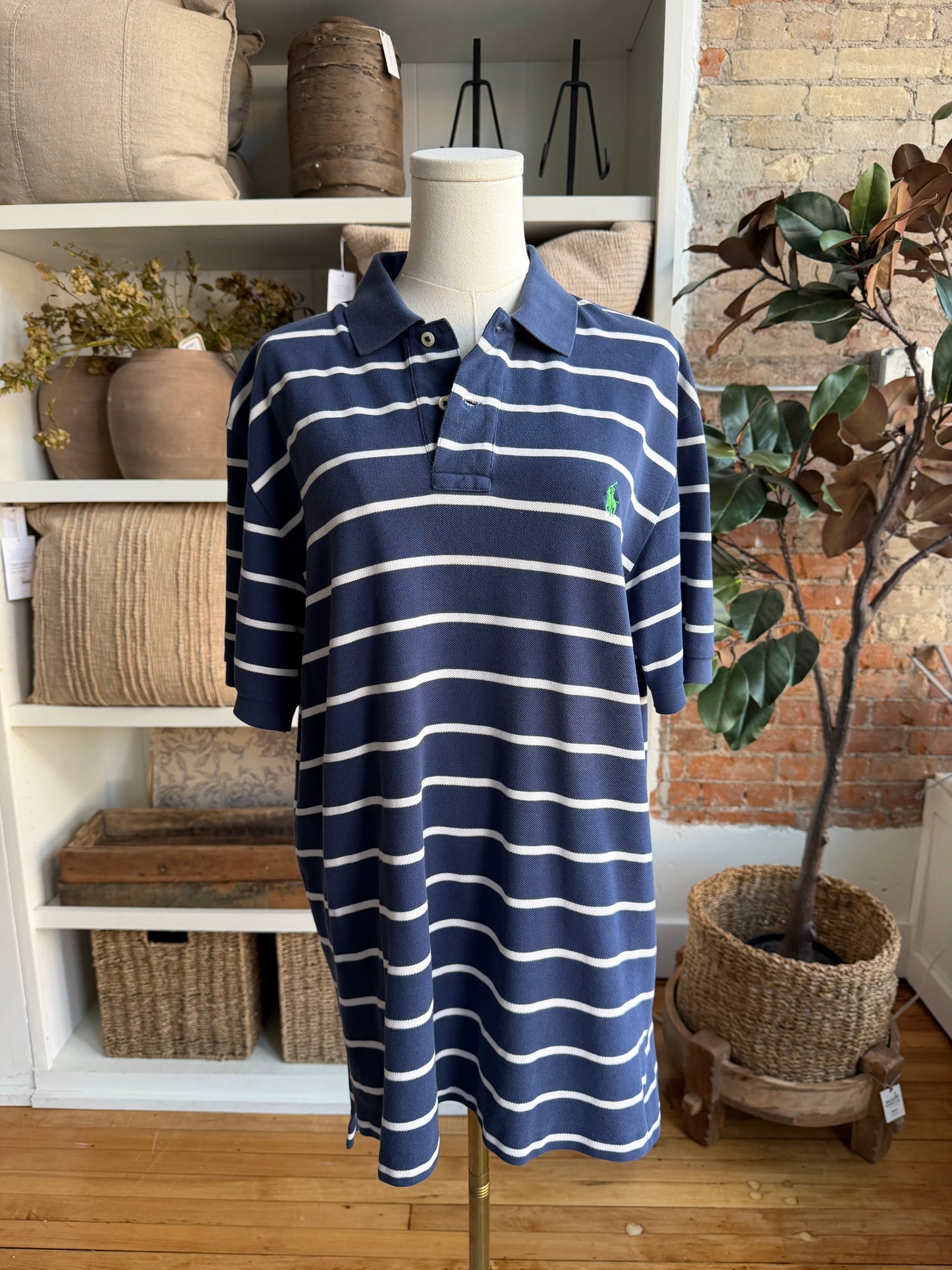 90s Polo Ralph Lauren blue stripe polo shirt