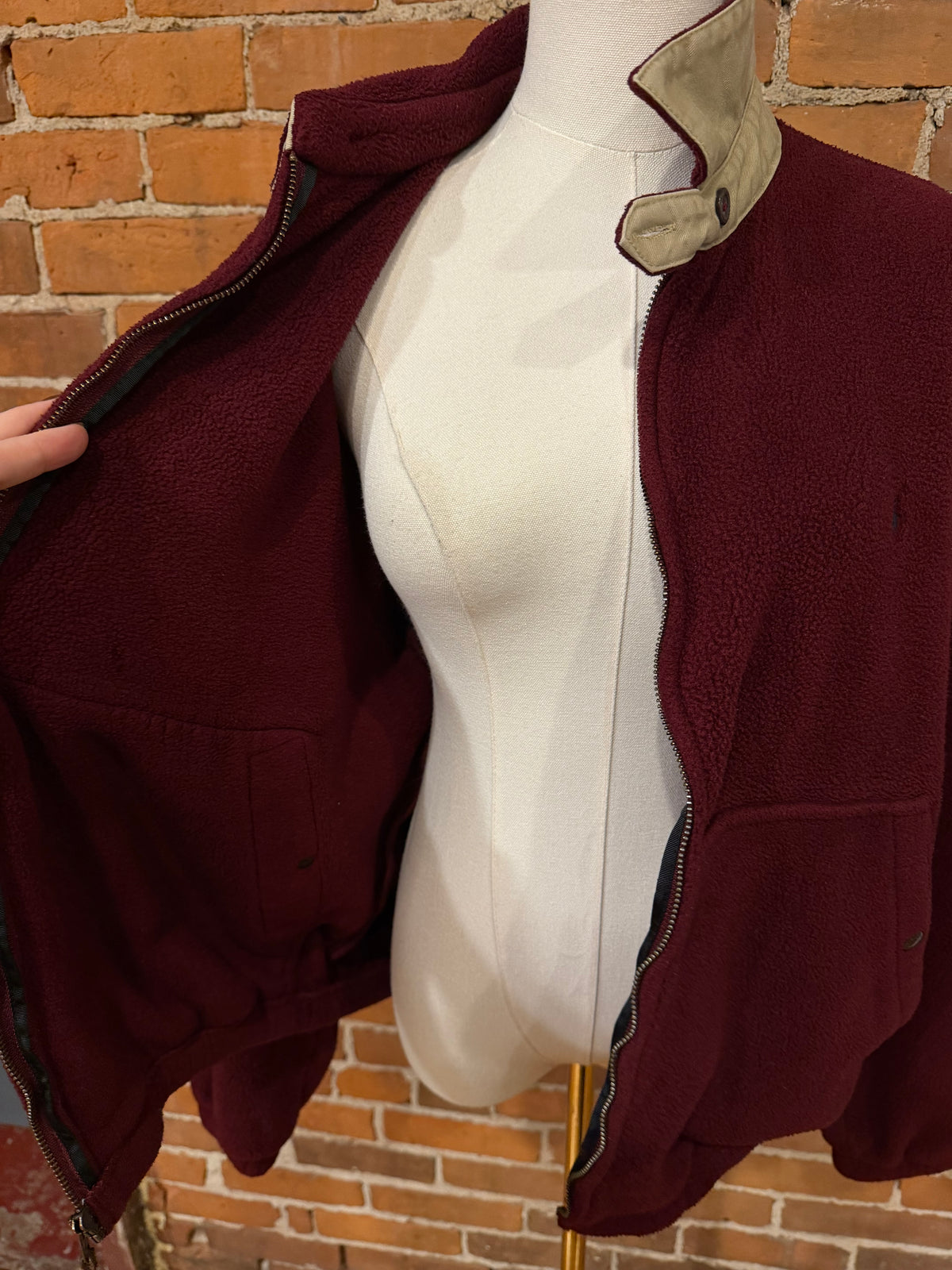 80s Polo Ralph Lauren burgundy fleece bomber. Made in the USA. Fits S-L