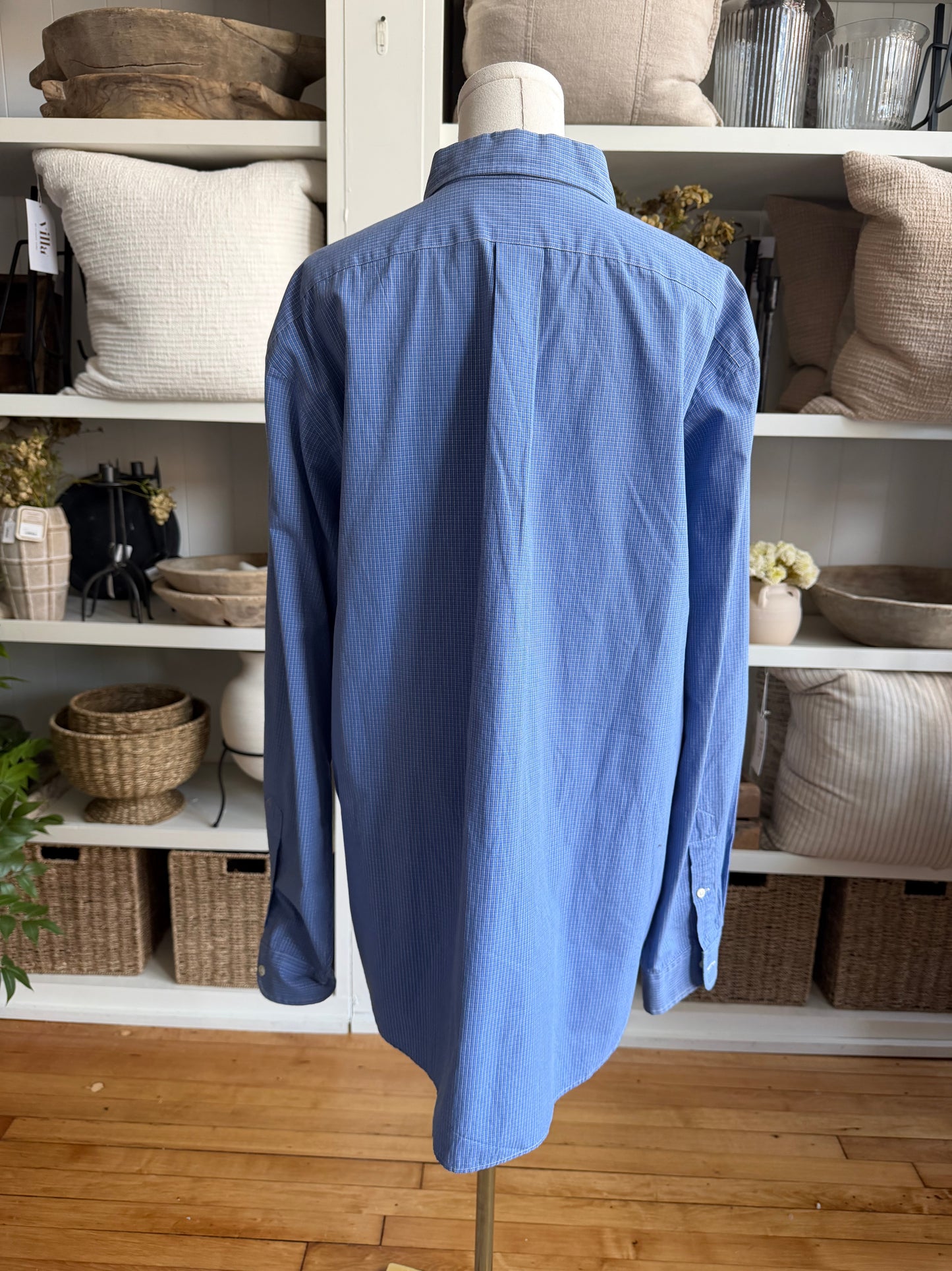 90s Ralph Lauren blue plaid poplin button down